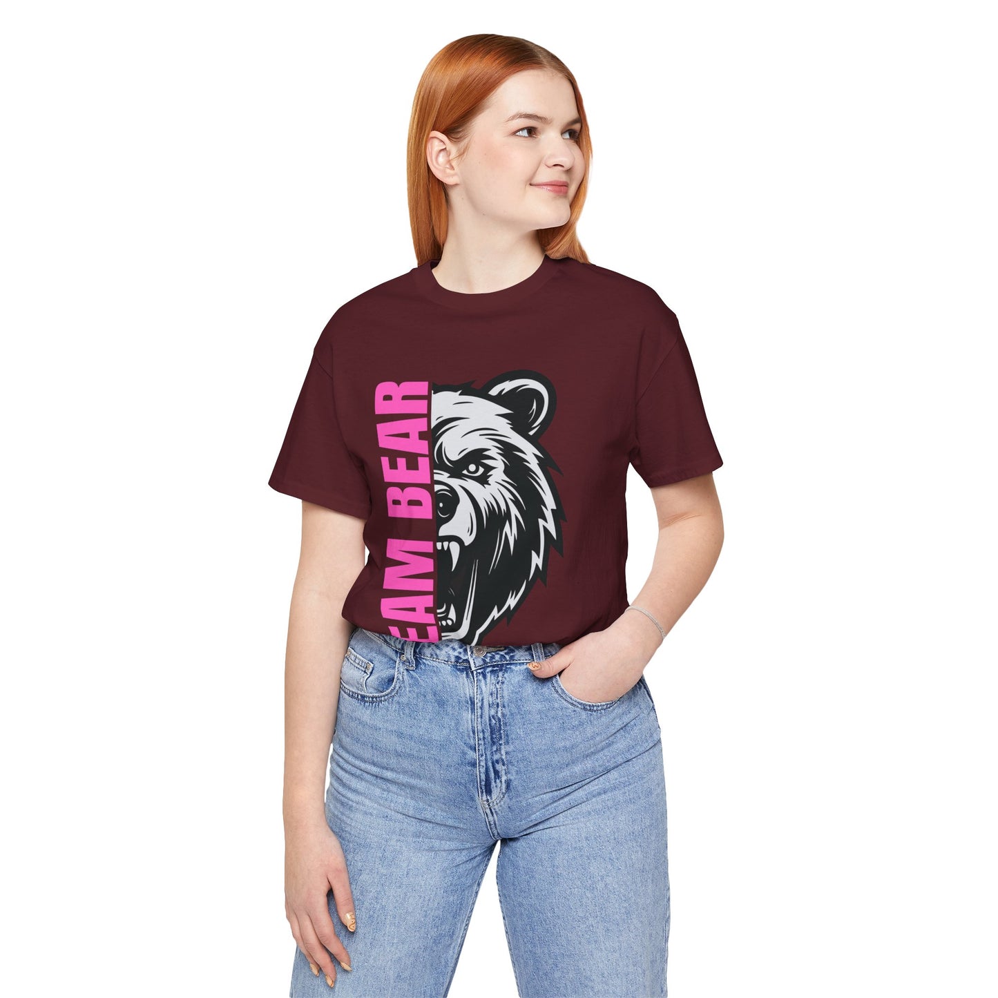 Women's "Team Bear" Tee - Pink Lettering