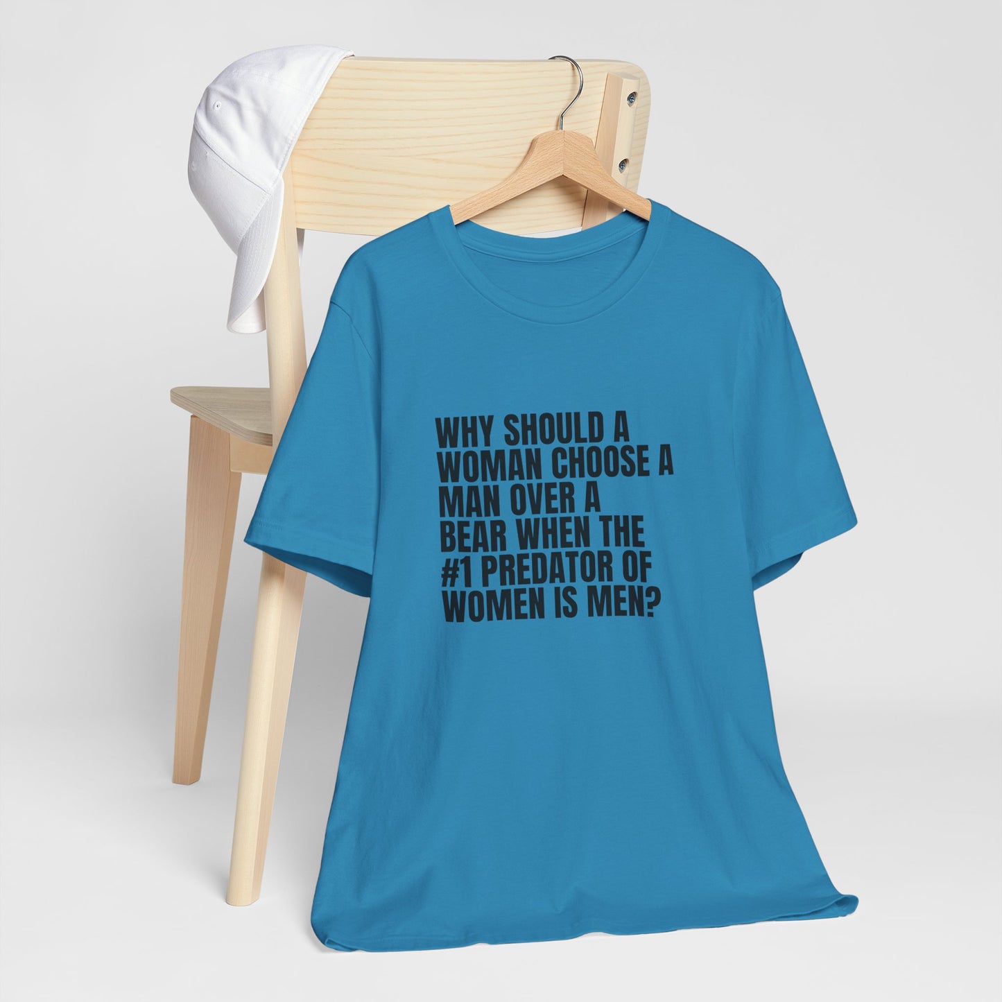 Women's Man v. Bear Tee - Black Writing