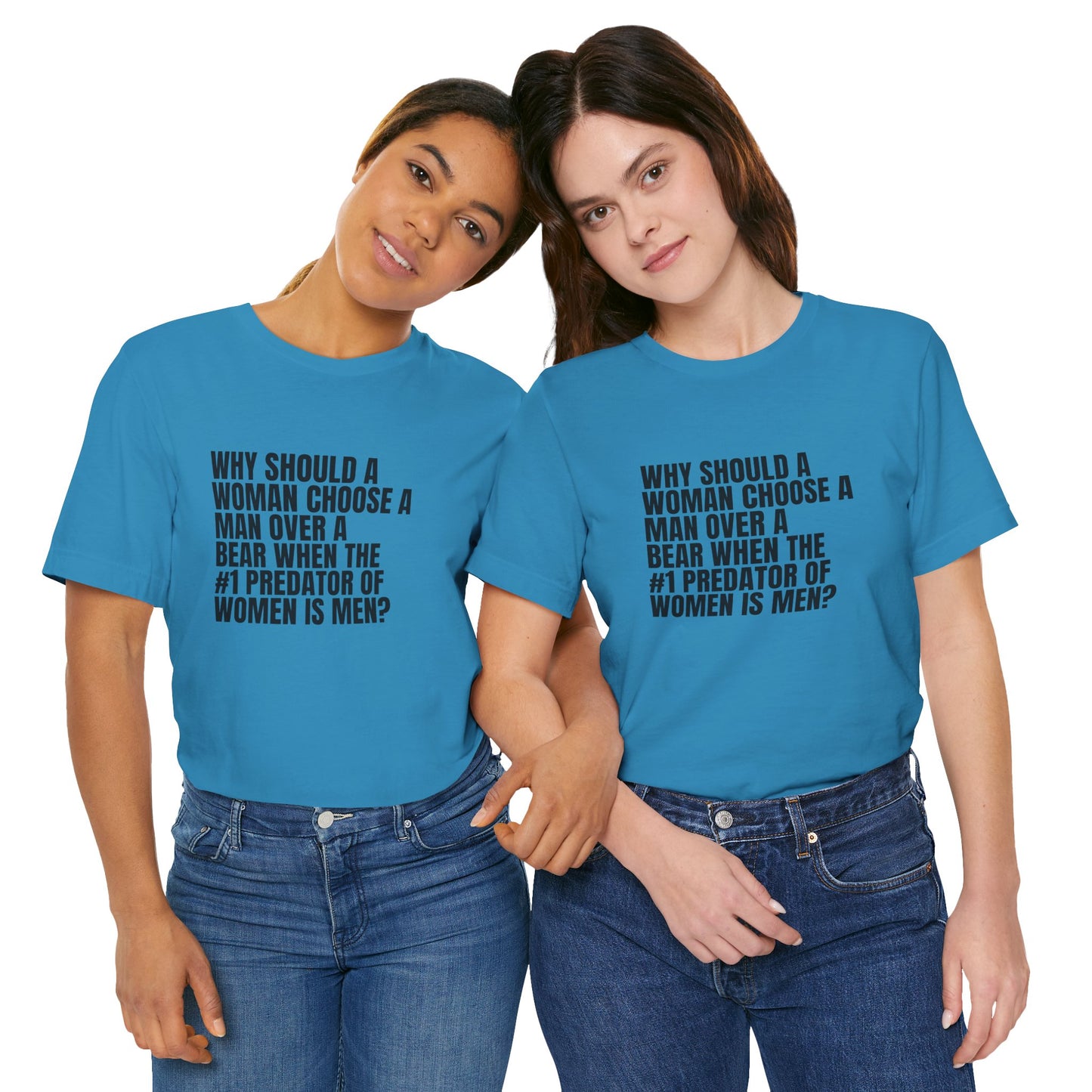 Women's Man v. Bear Tee - Black Writing