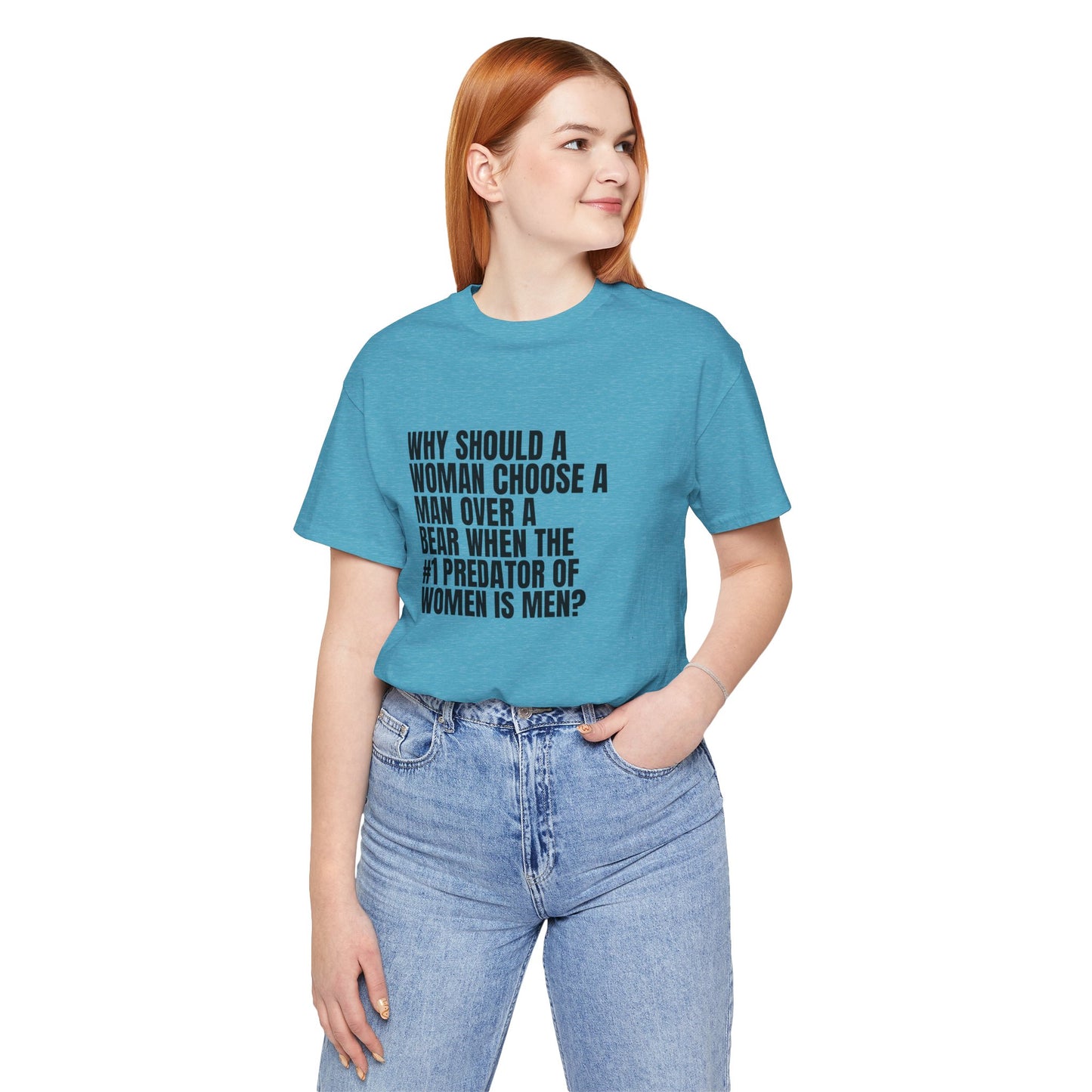 Women's Man v. Bear Tee - Black Writing