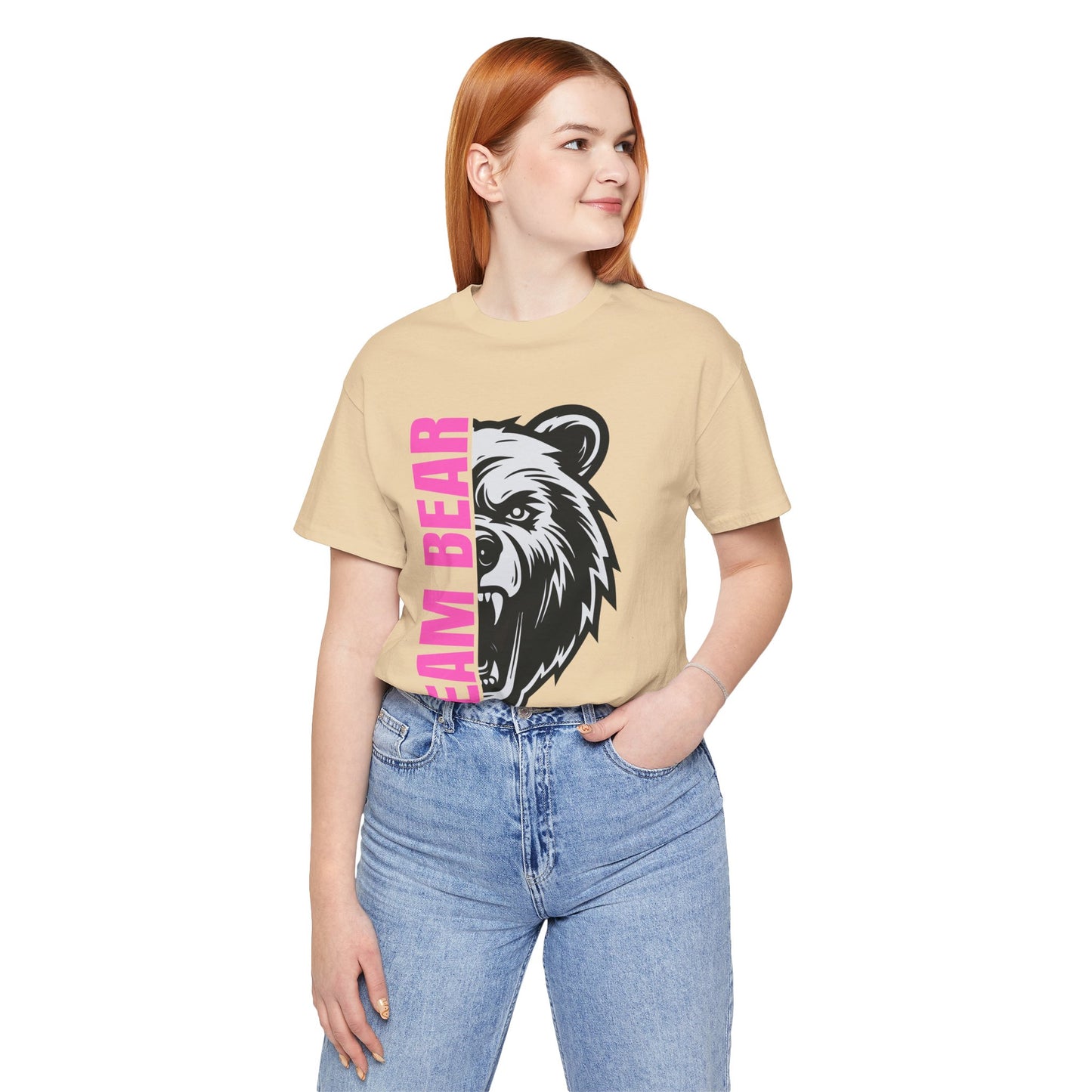 Women's "Team Bear" Tee - Pink Lettering