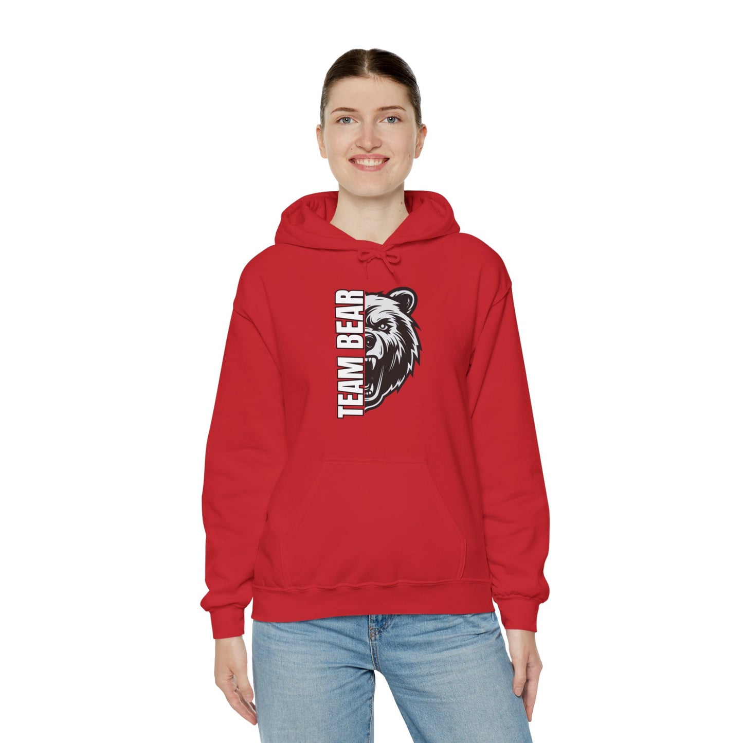 Women's "Team Bear" Hooded Sweatshirt - White Lettering