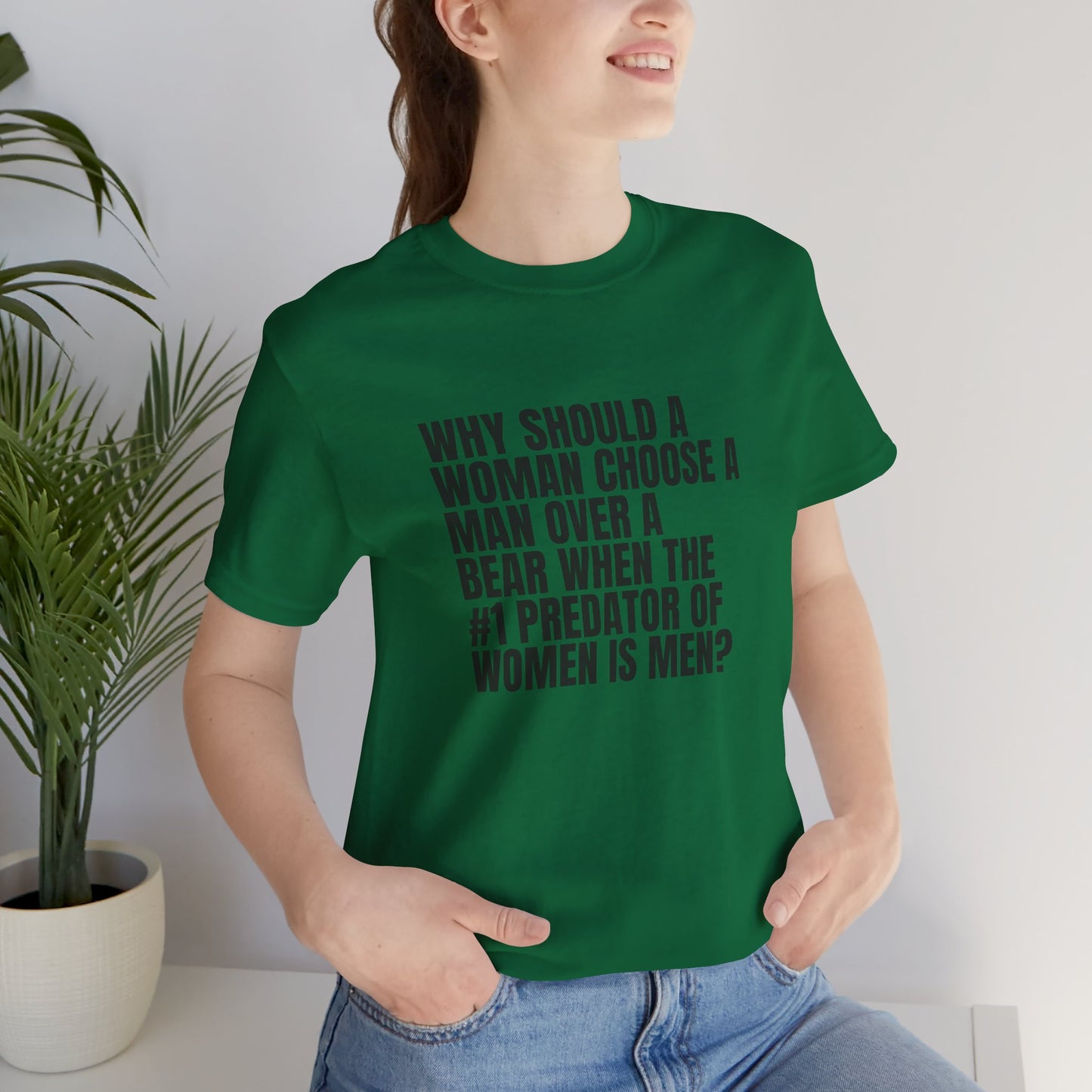 Women's Man v. Bear Tee - Black Writing