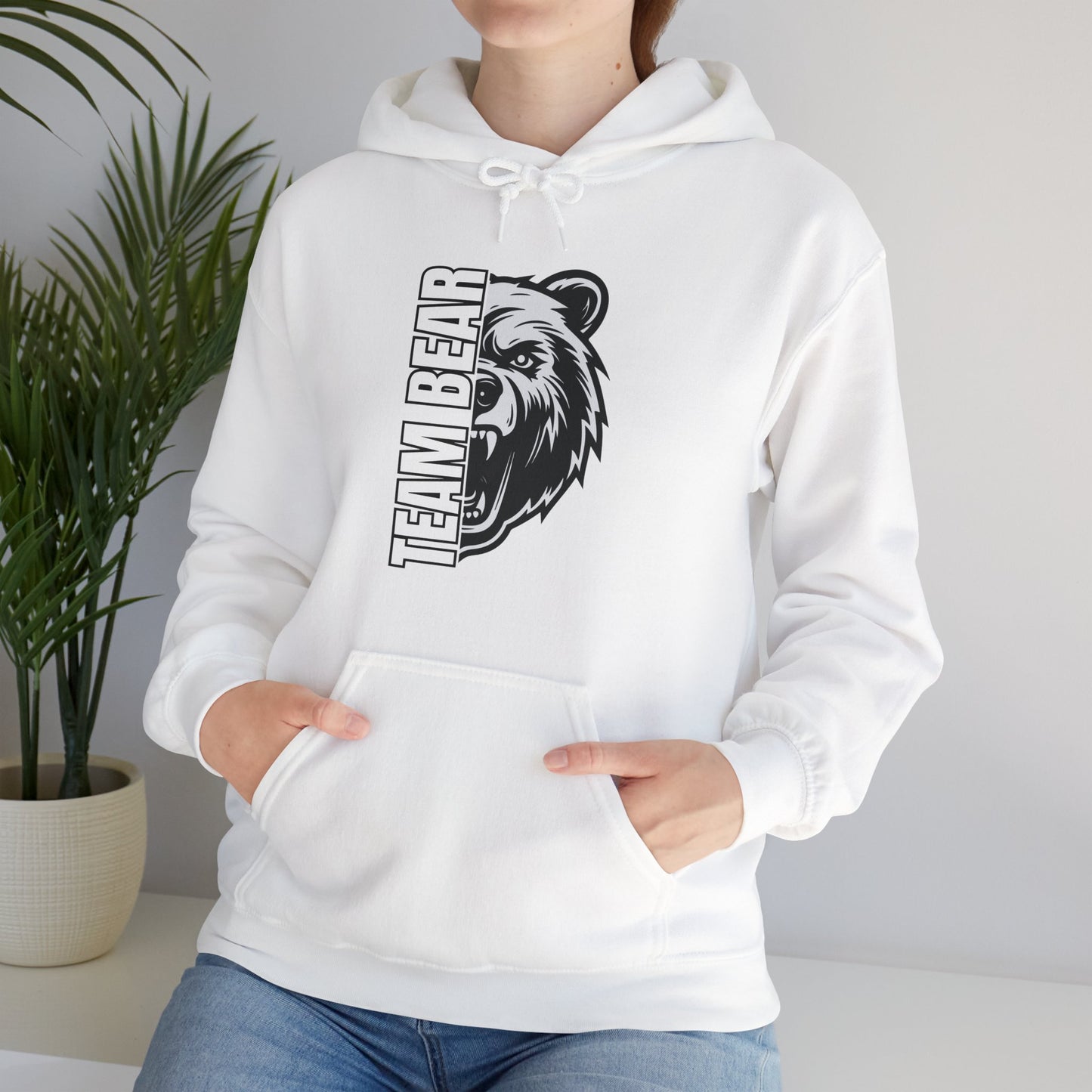 Women's "Team Bear" Hooded Sweatshirt - White Lettering