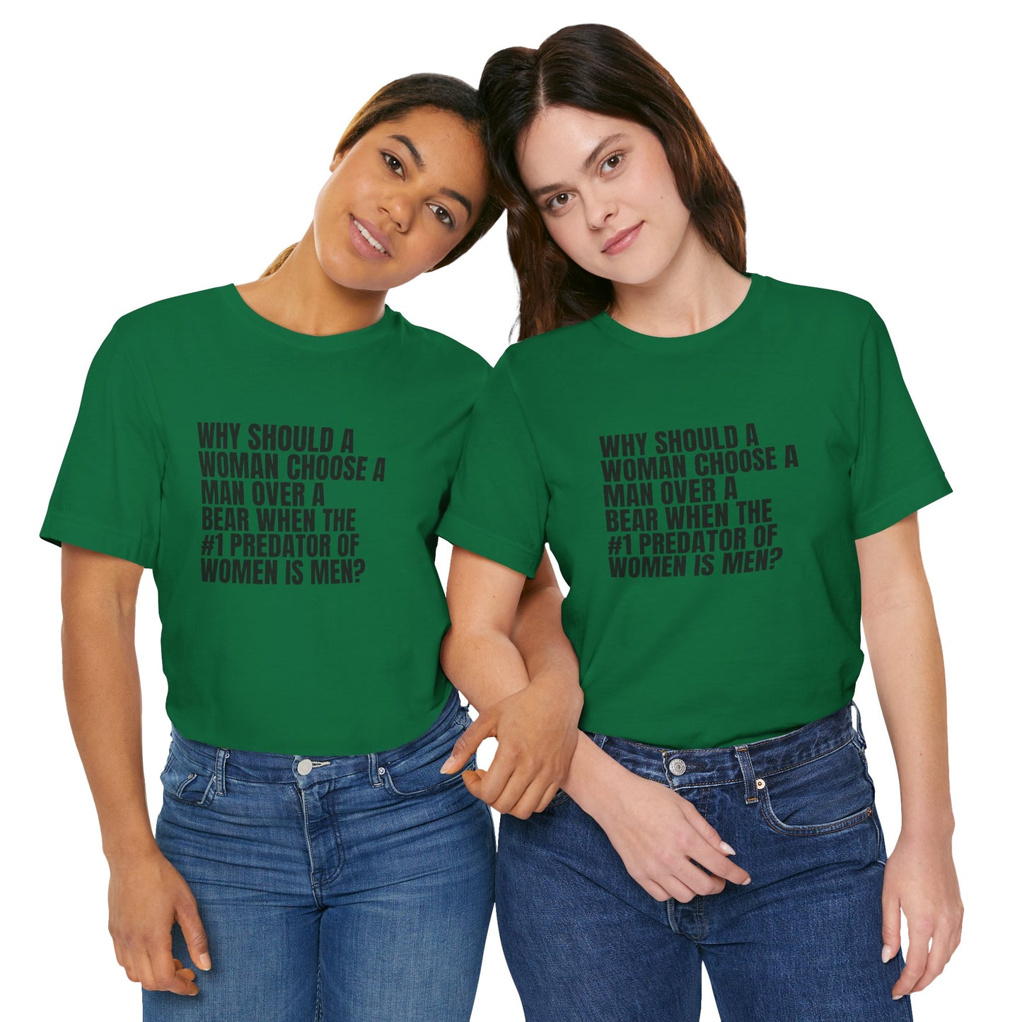Women's Man v. Bear Tee - Black Writing