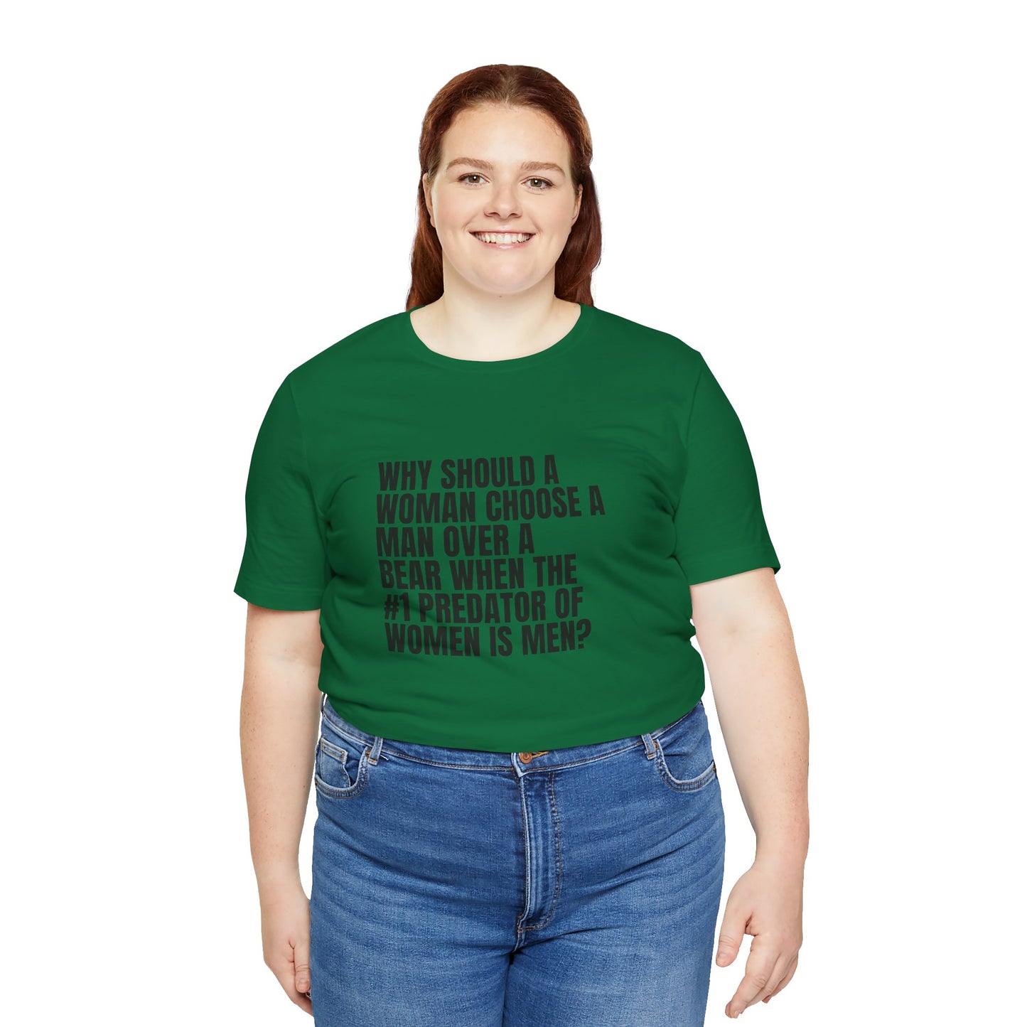 Women's Man v. Bear Tee - Black Writing
