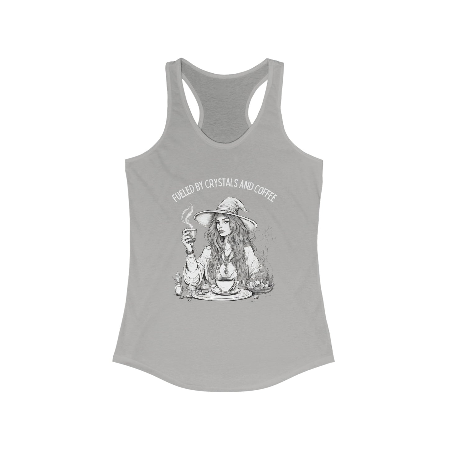 Fueled by Crystals and Coffee Racerback Tank