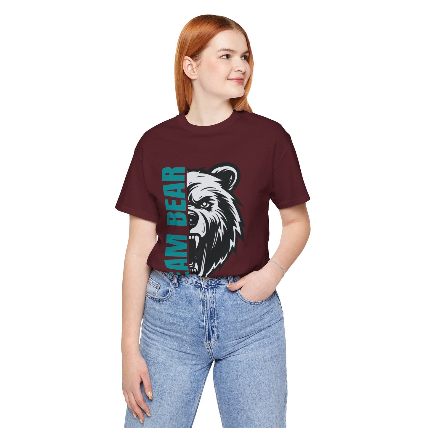 Women's "Team Bear" Tee - Teal Lettering