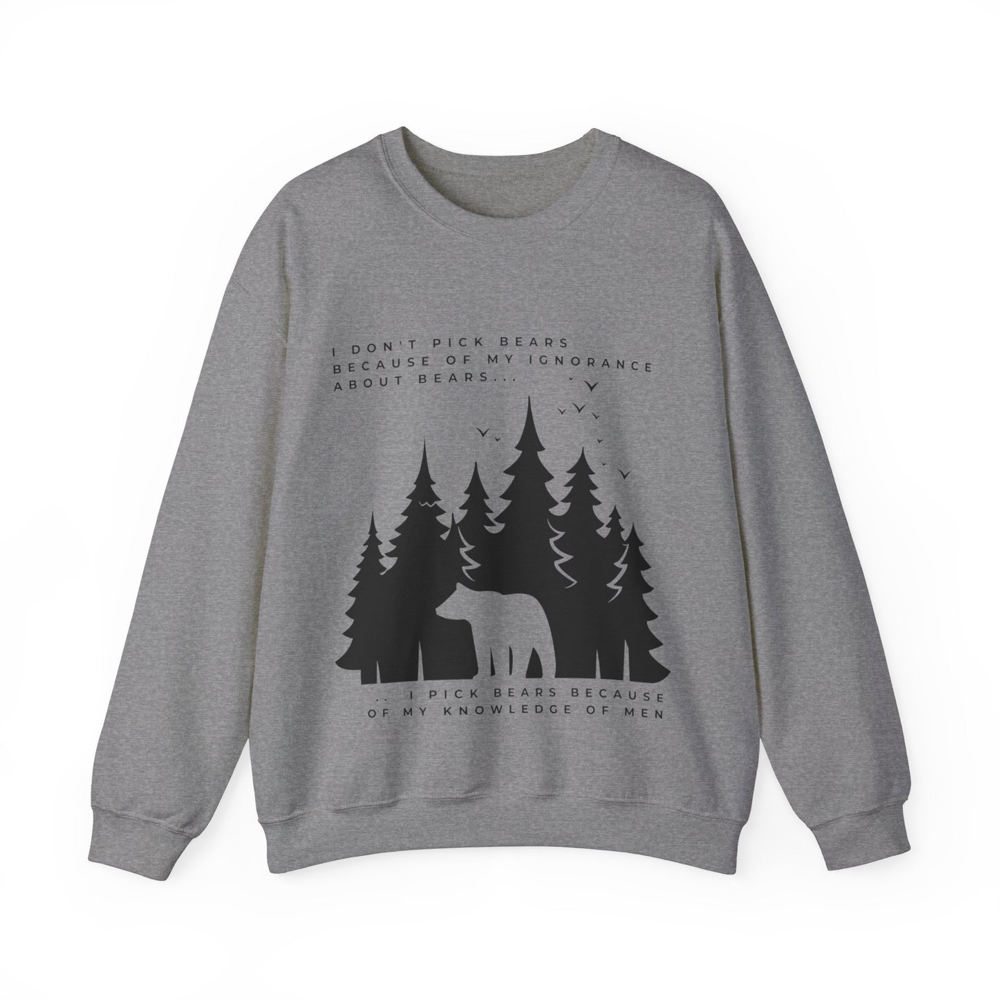 Women's Quoted "Team Bear" Crewneck Sweatshirt - Black Graphic
