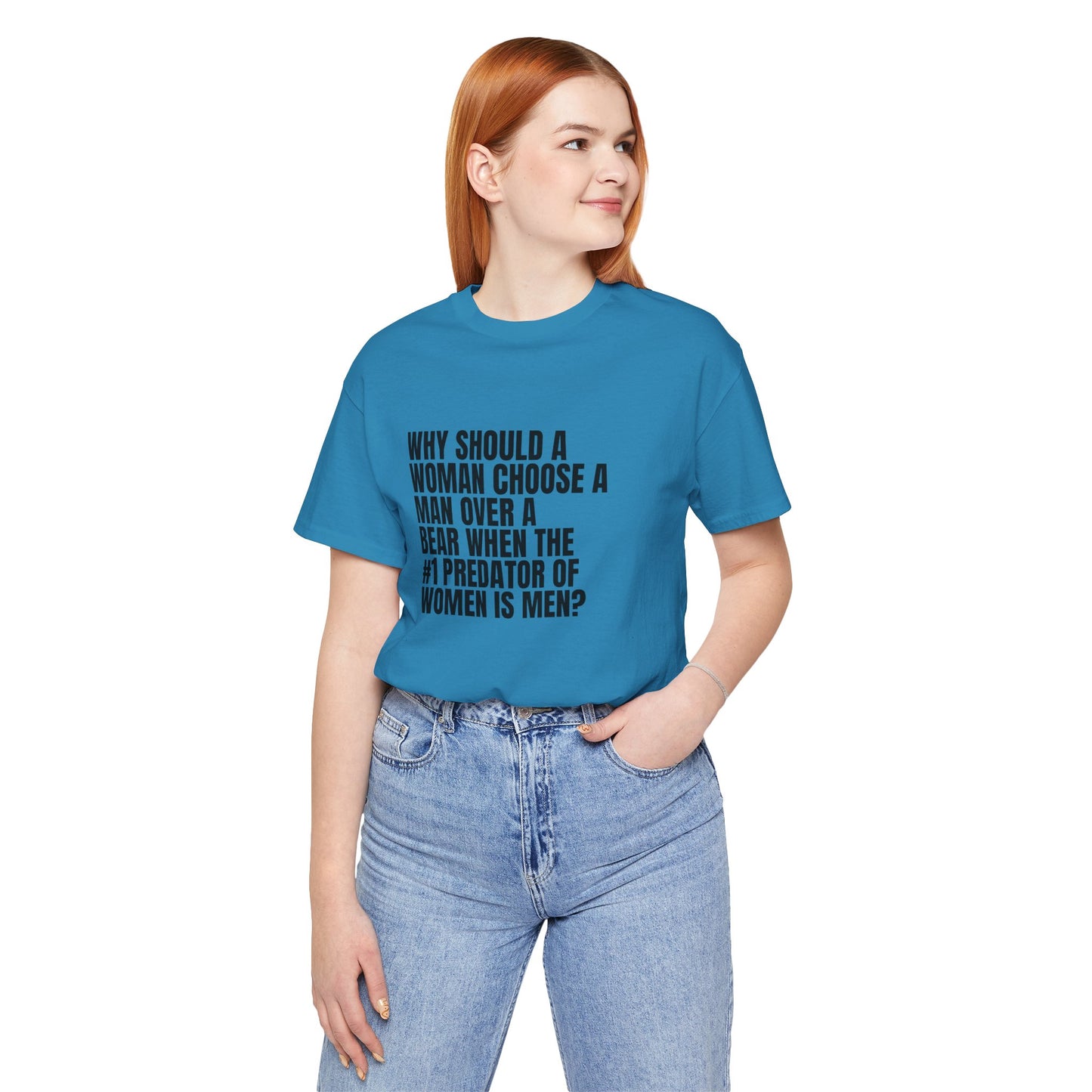 Women's Man v. Bear Tee - Black Writing