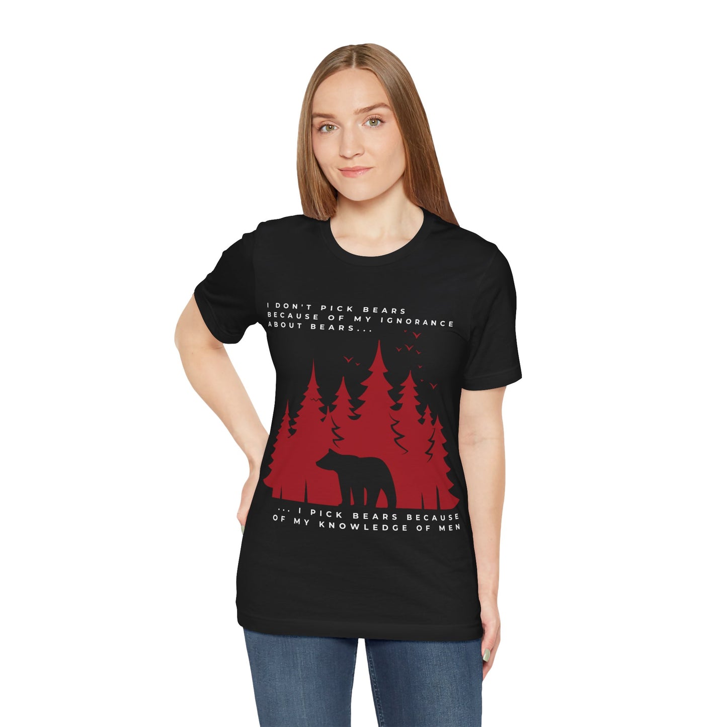Women's Quoted Bear Tee - Red and White Graphic