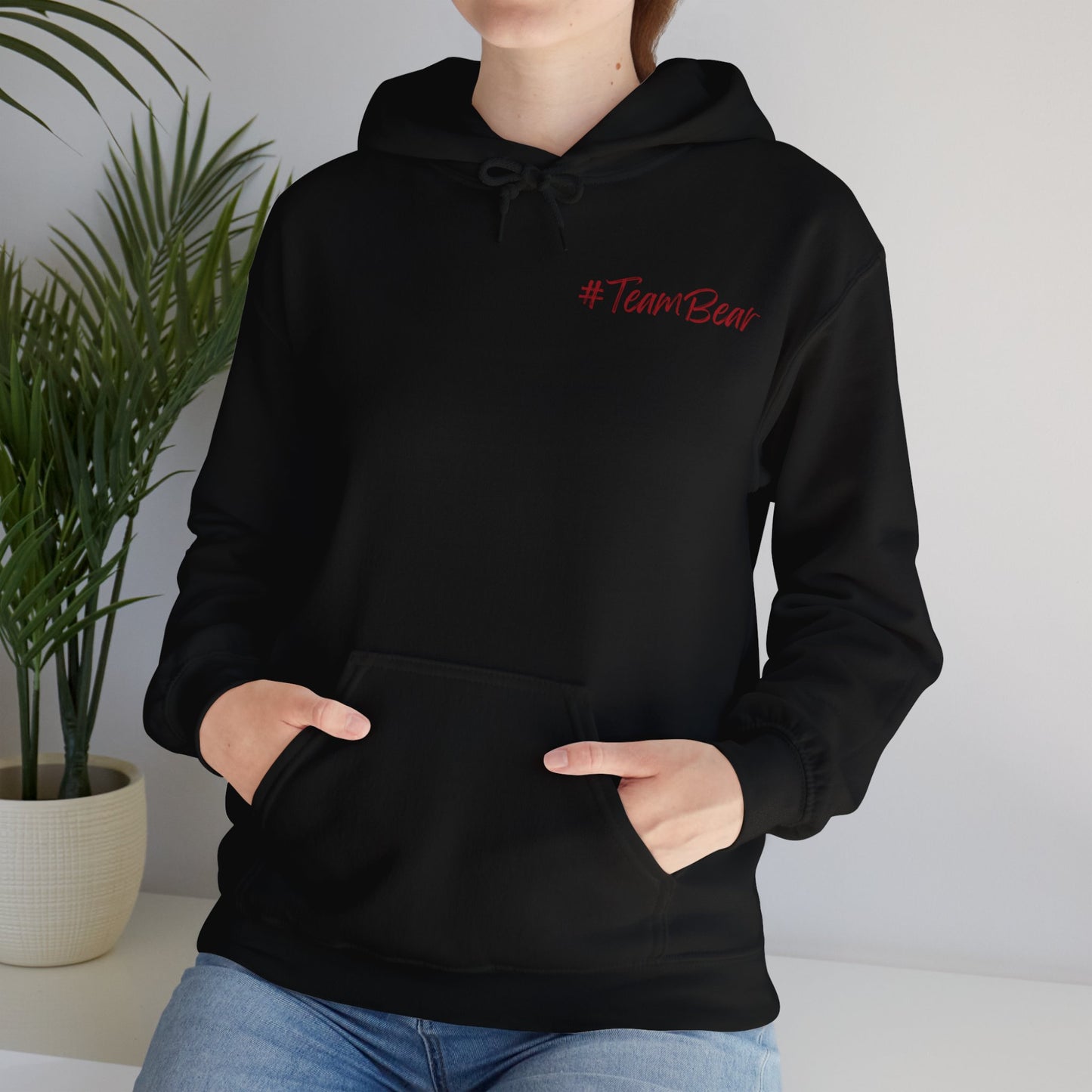 Women's Quote "Team Bear" Hooded Sweatshirt - Red and White Graphics