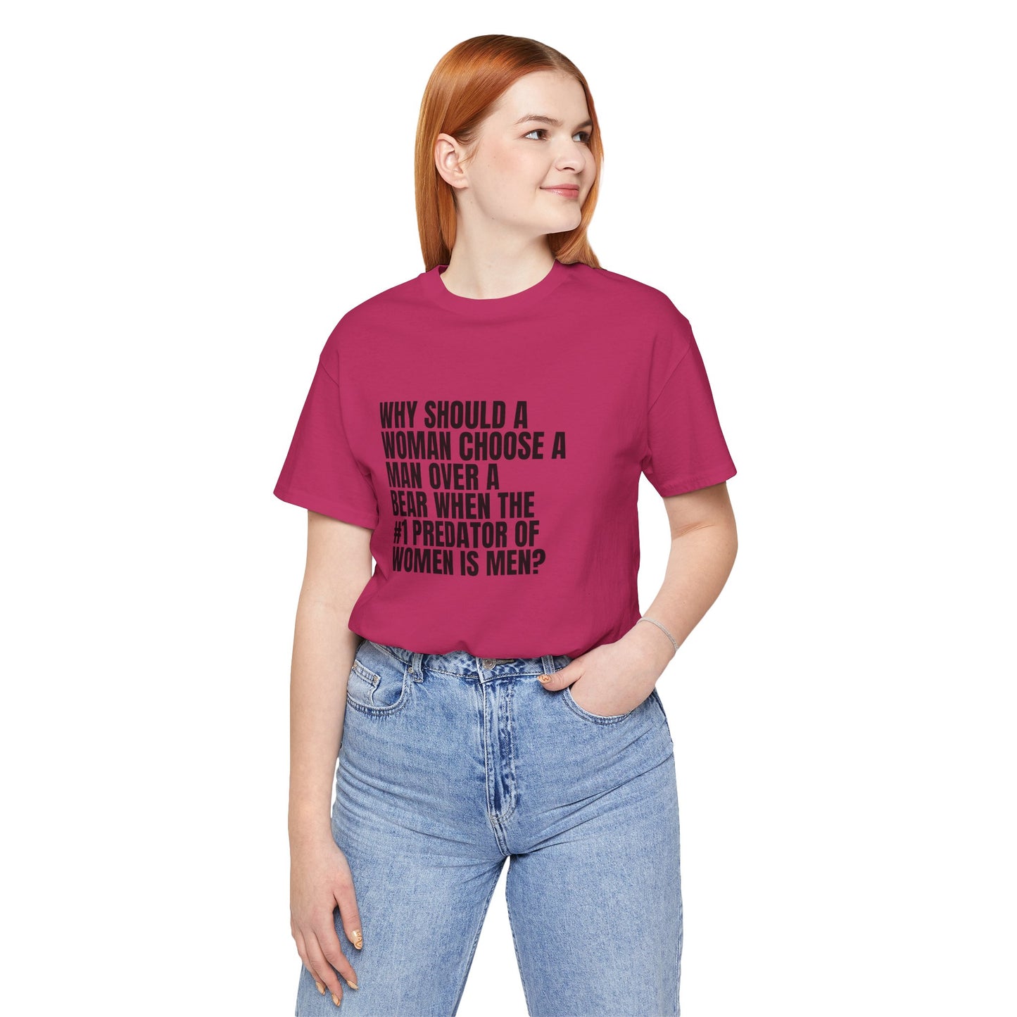 Women's Man v. Bear Tee - Black Writing