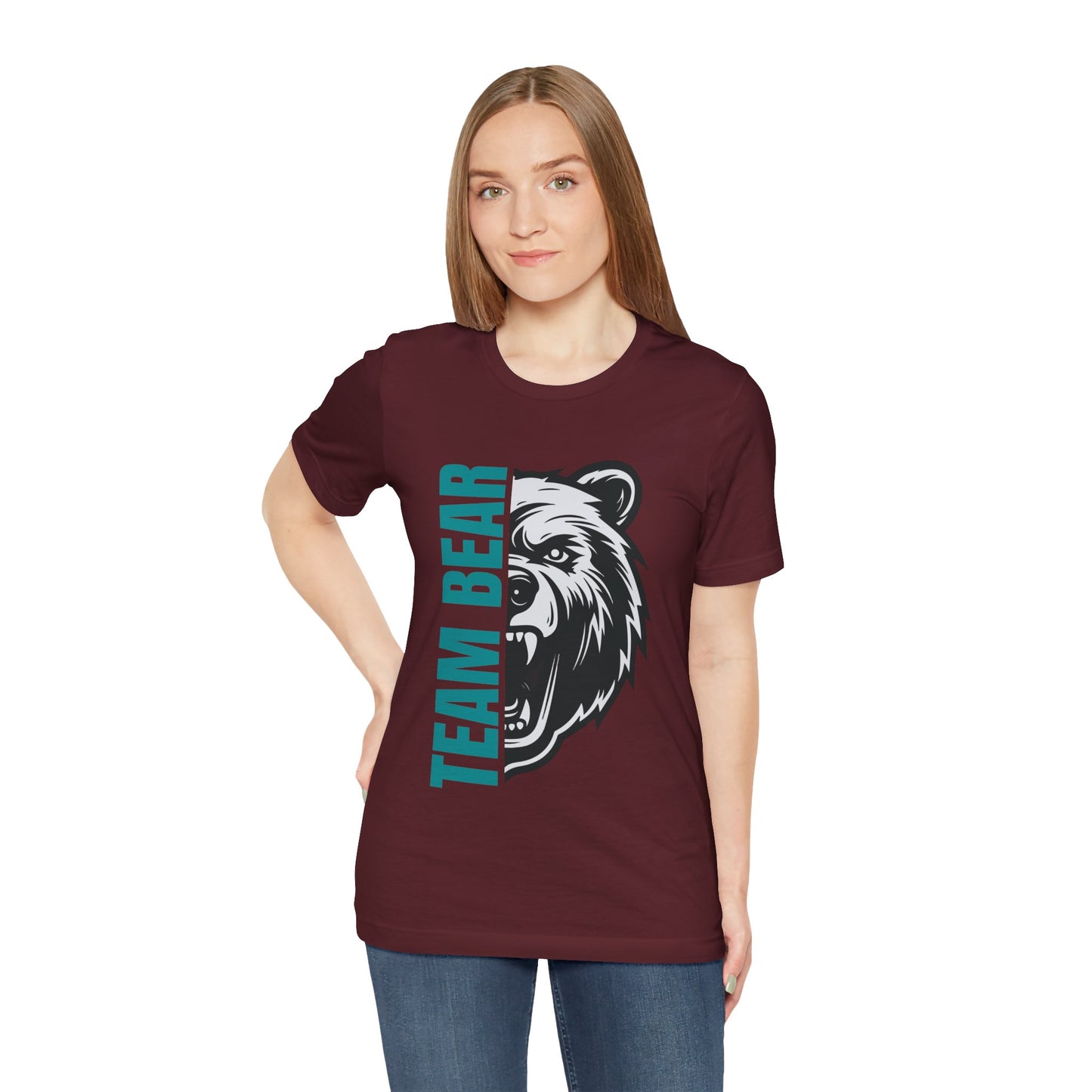 Women's "Team Bear" Tee - Teal Lettering