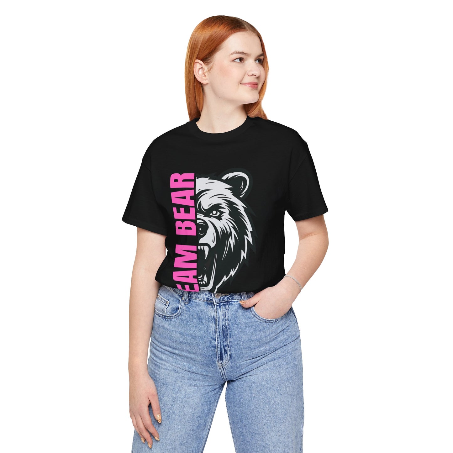 Women's "Team Bear" Tee - Pink Lettering