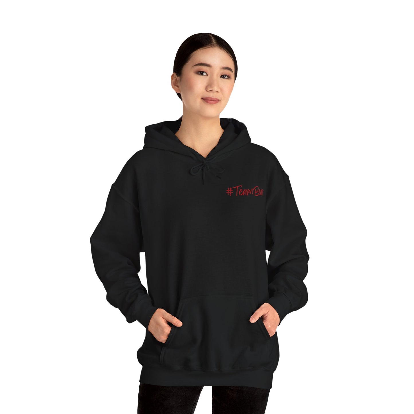 Women's Quote "Team Bear" Hooded Sweatshirt - Red and White Graphics