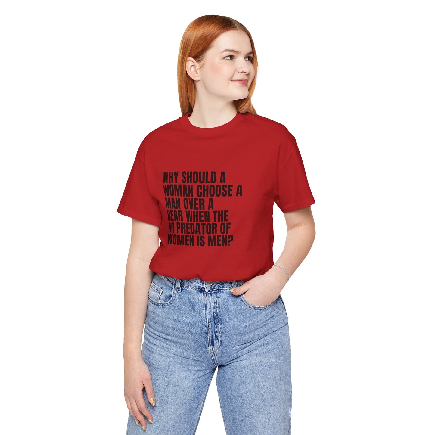 Women's Man v. Bear Tee - Black Writing