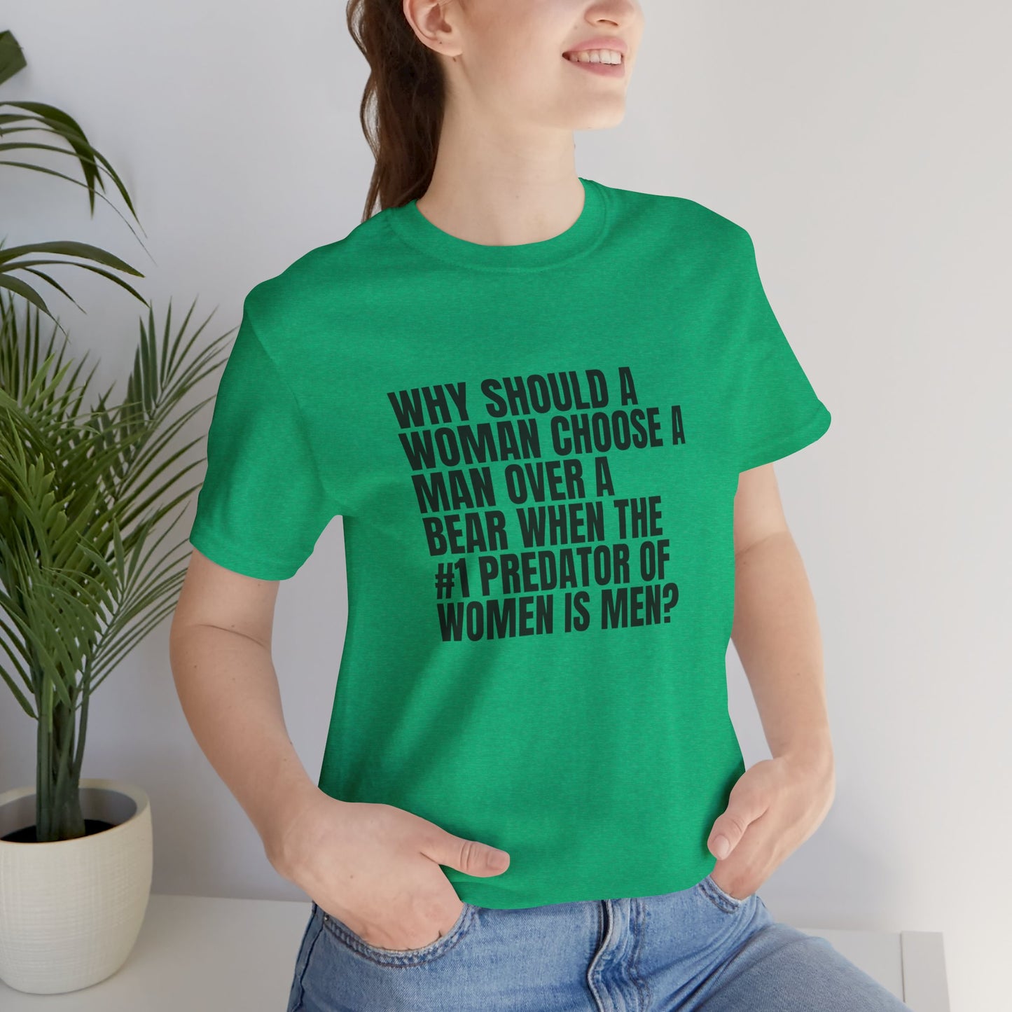 Women's Man v. Bear Tee - Black Writing