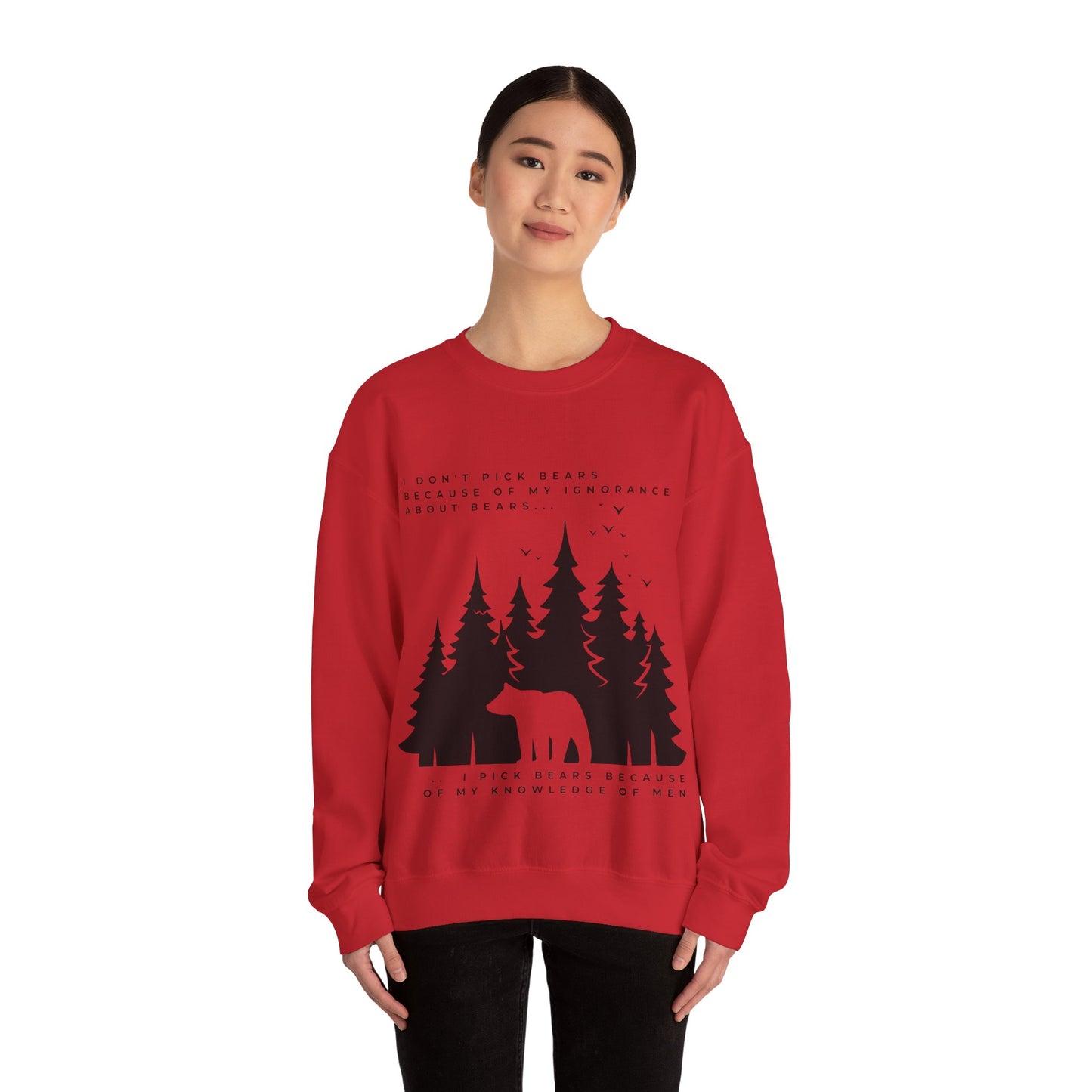 Women's Quoted "Team Bear" Crewneck Sweatshirt - Black Graphic