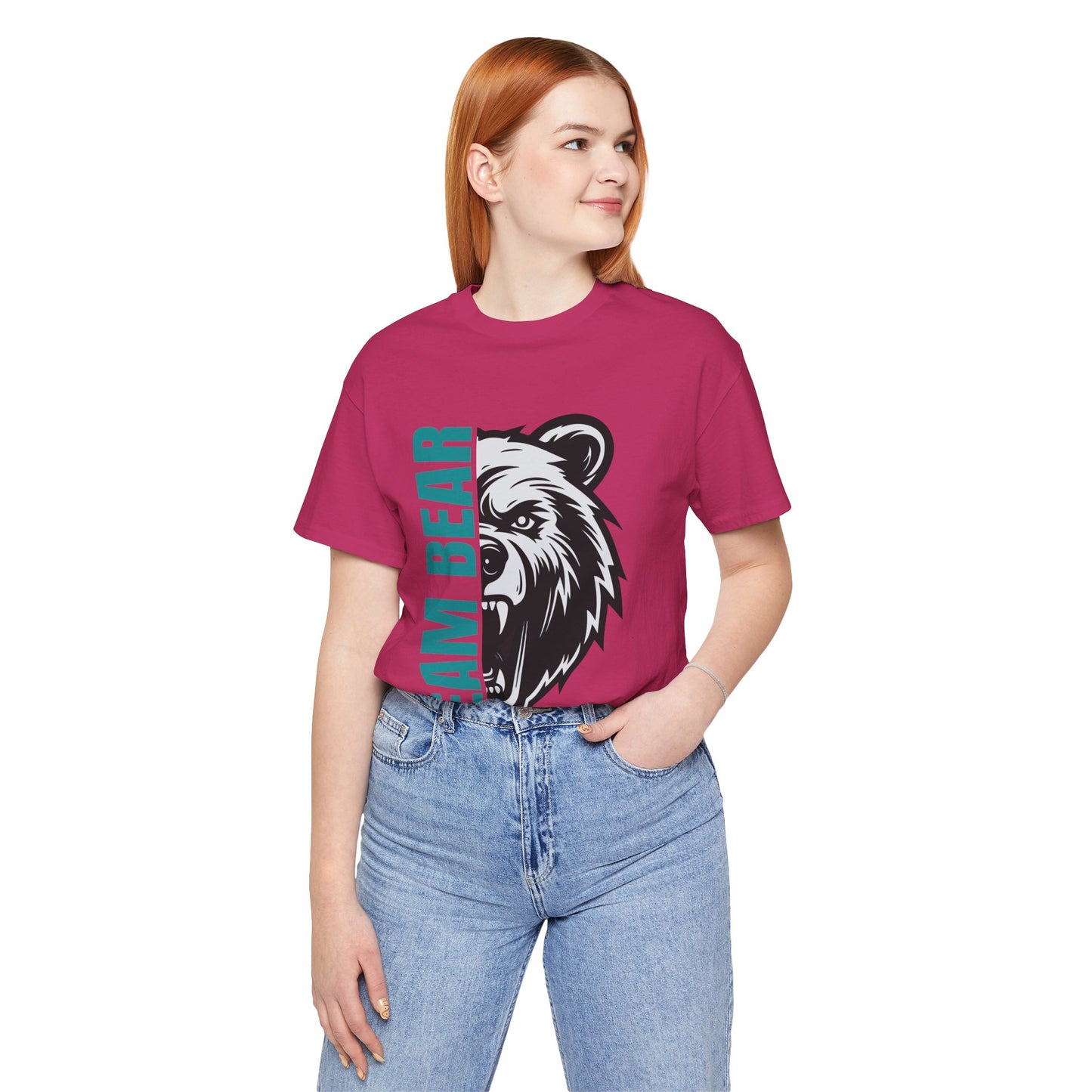 Women's "Team Bear" Tee - Teal Lettering