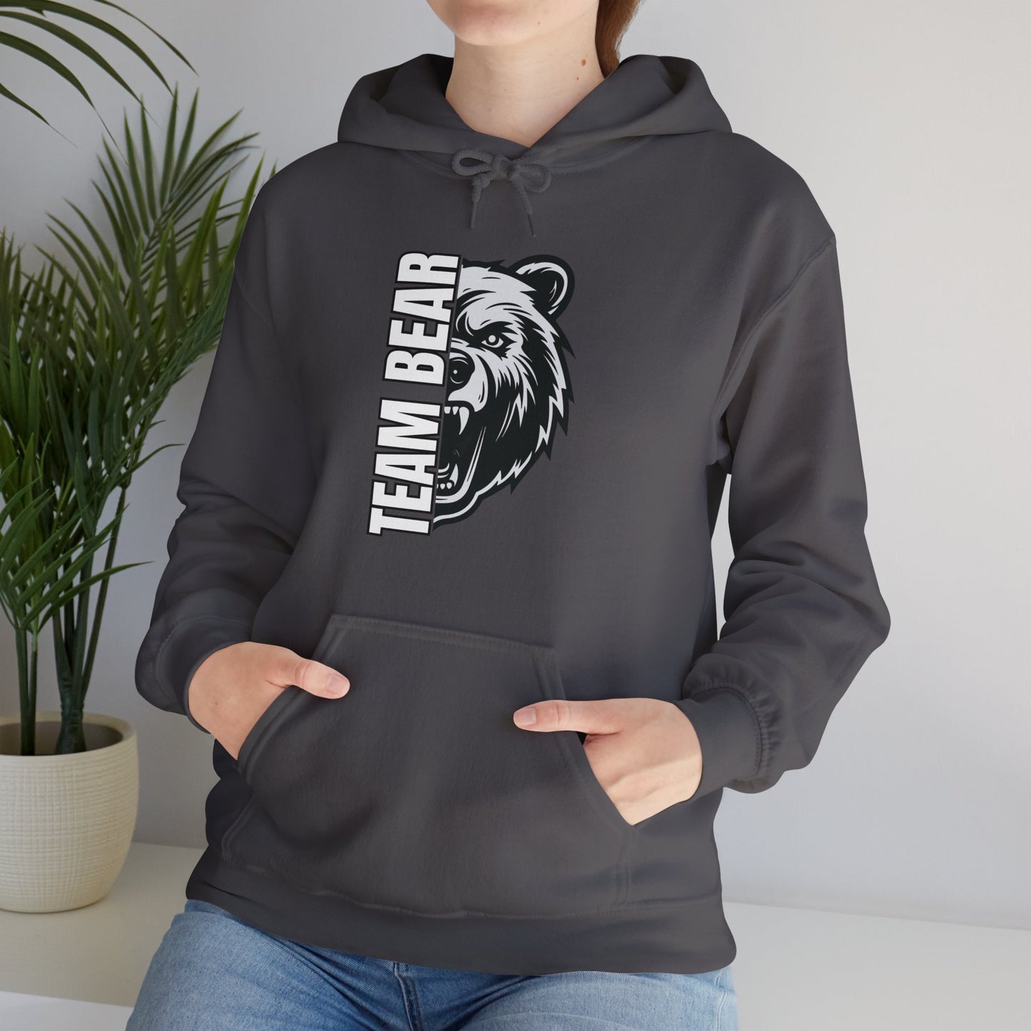 Women's "Team Bear" Hooded Sweatshirt - White Lettering