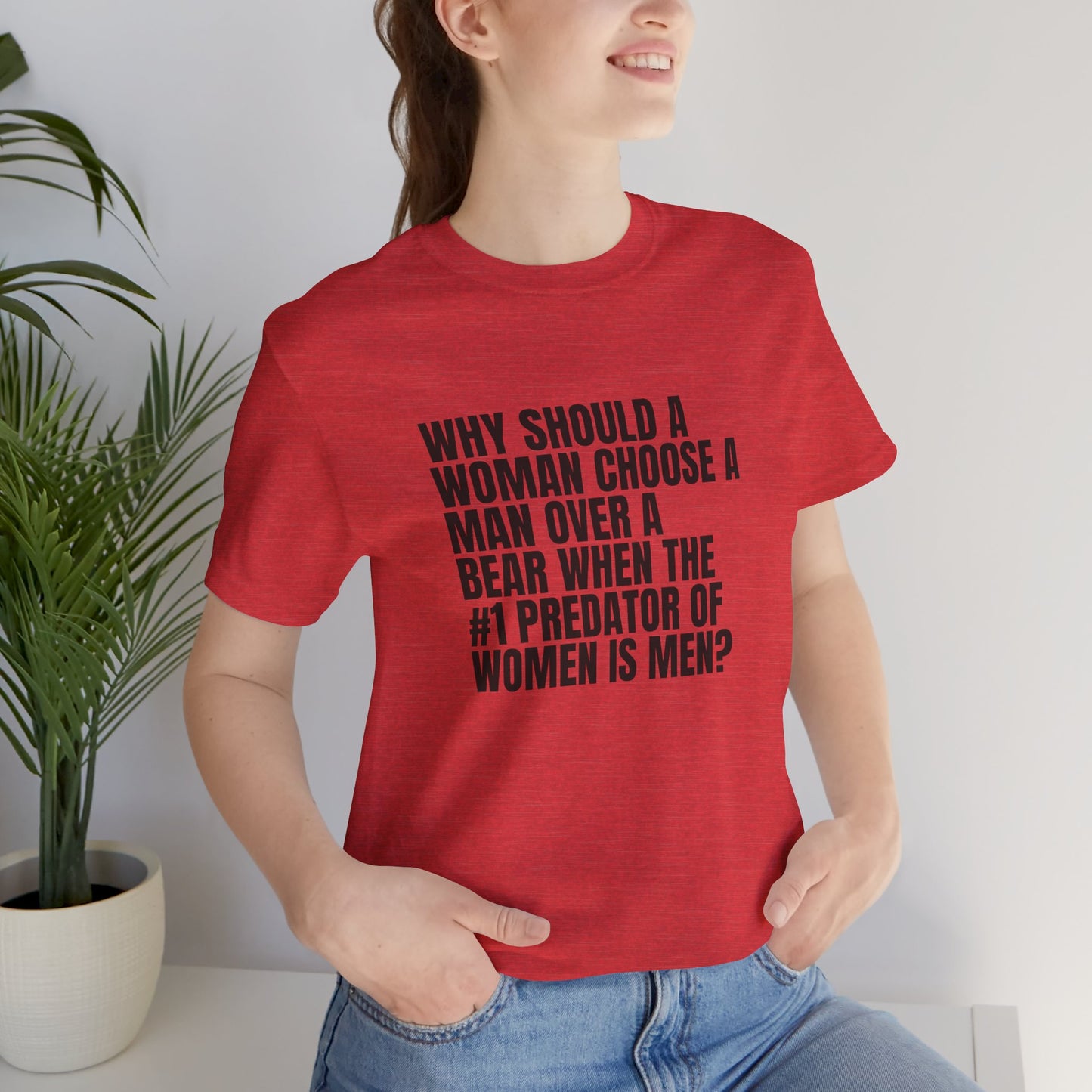 Women's Man v. Bear Tee - Black Writing