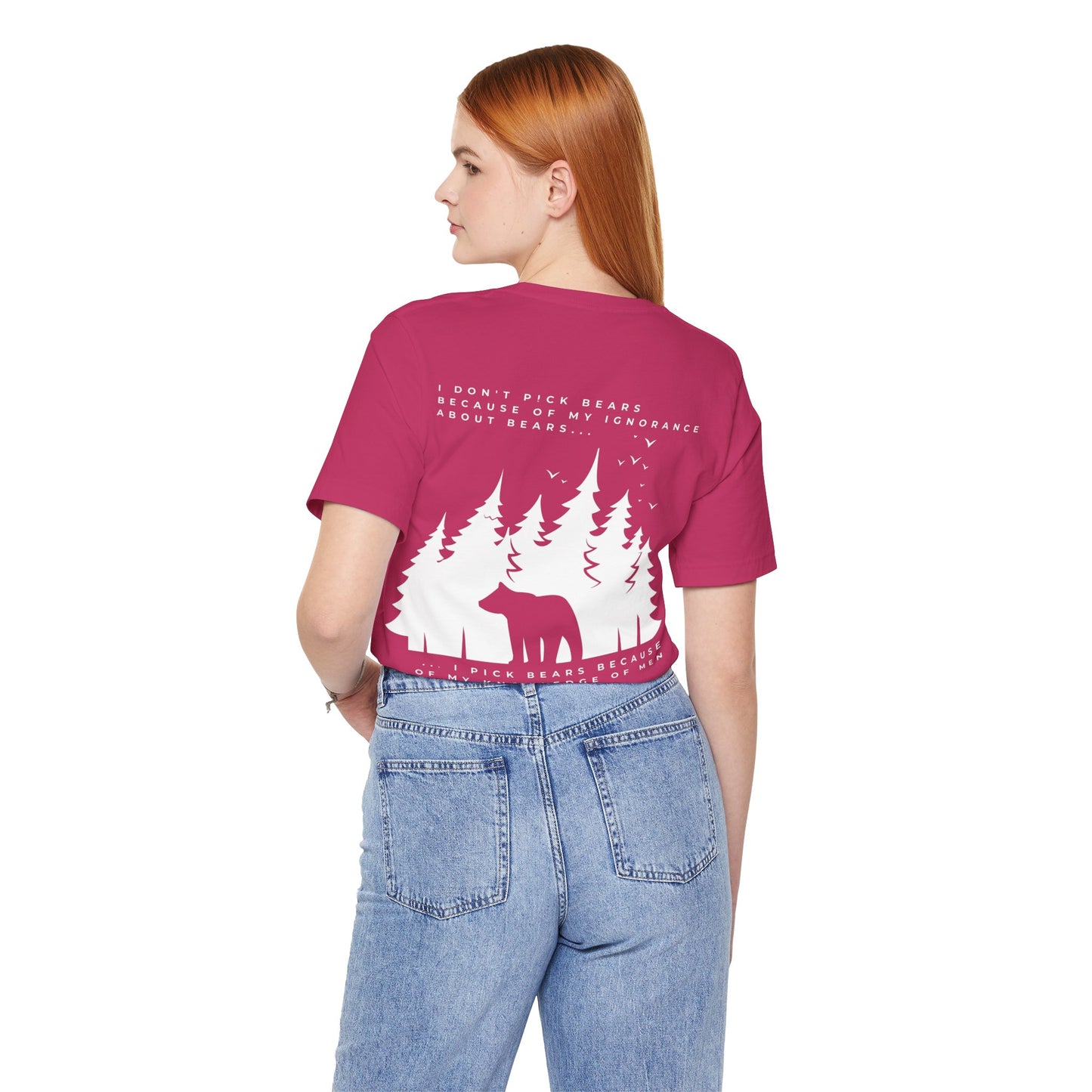 Women's Two-Sided Graphic "Team Bear" Tee - White Graphics