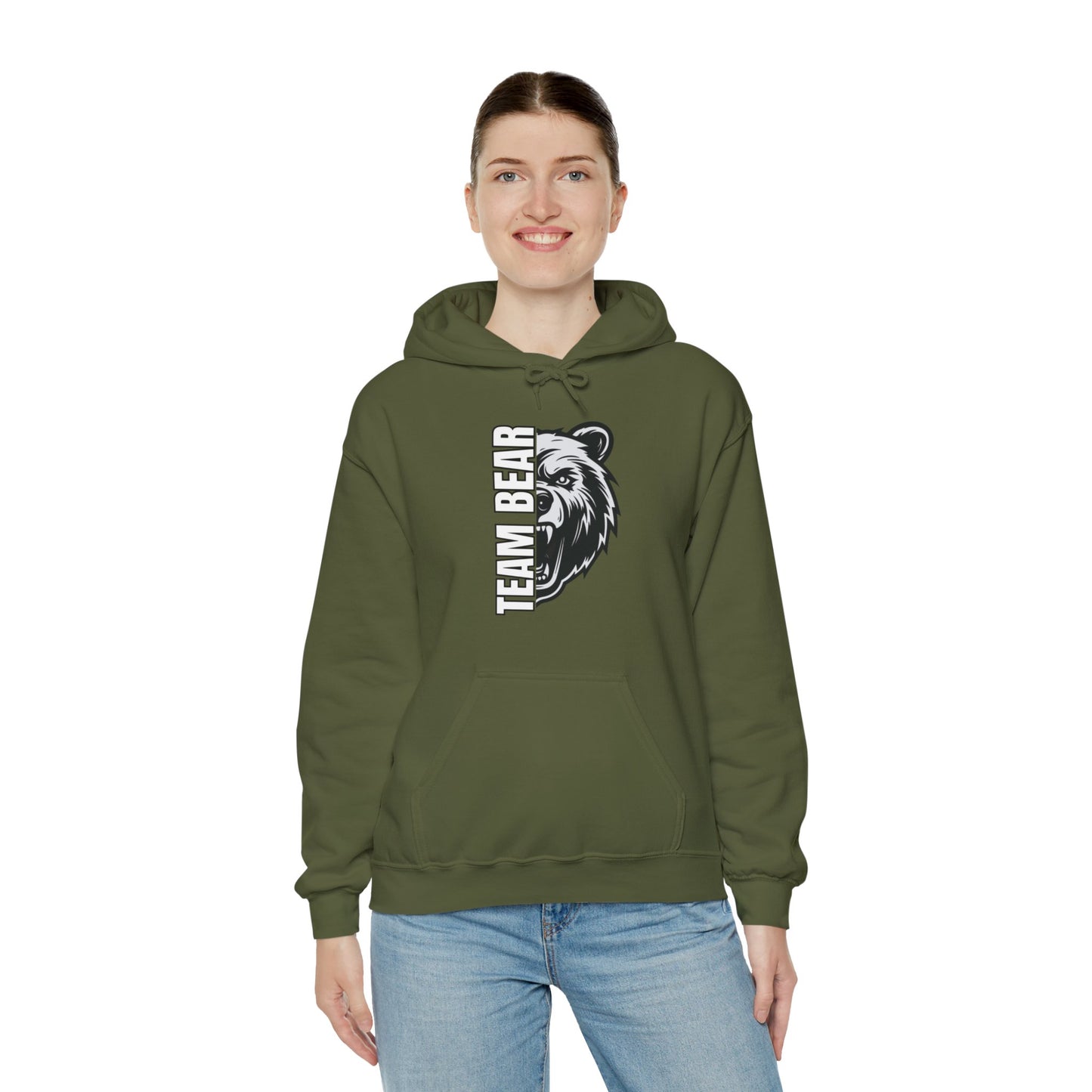 Women's "Team Bear" Hooded Sweatshirt - White Lettering