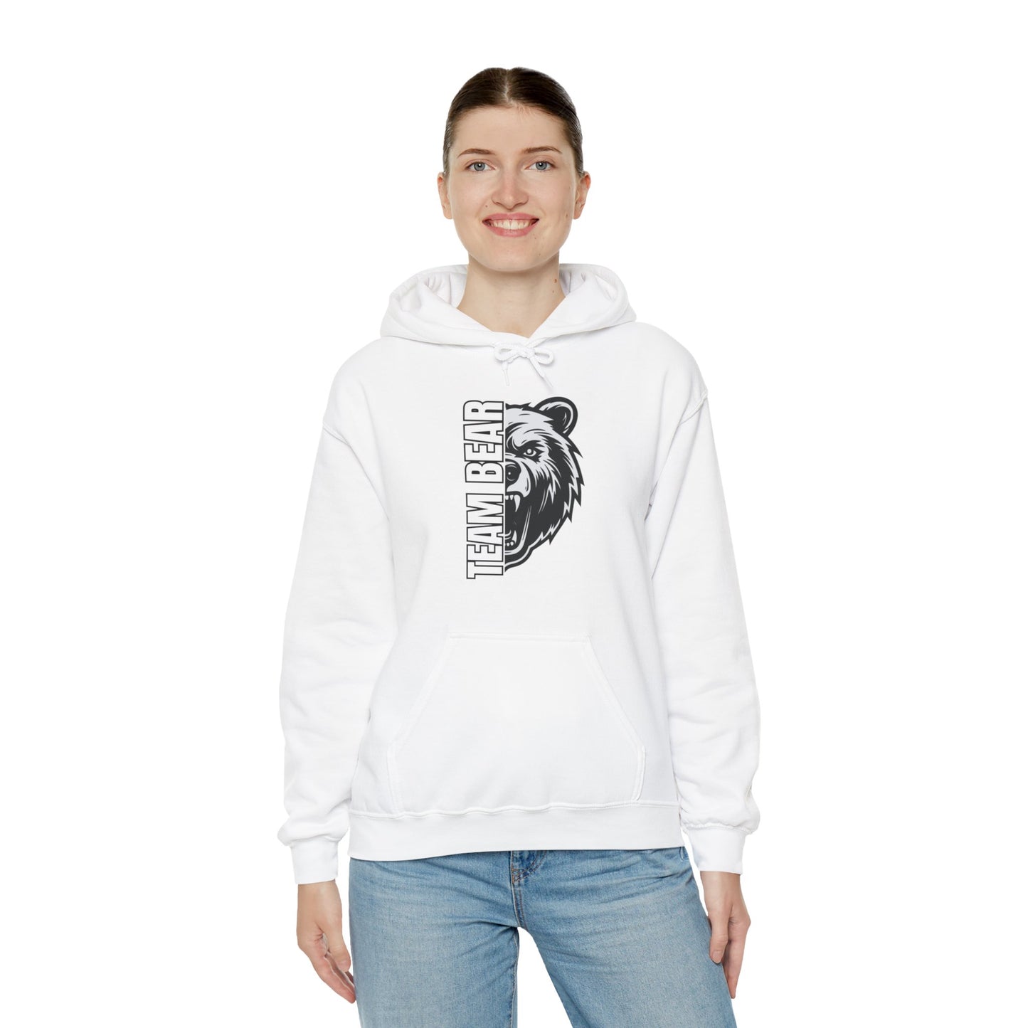 Women's "Team Bear" Hooded Sweatshirt - White Lettering