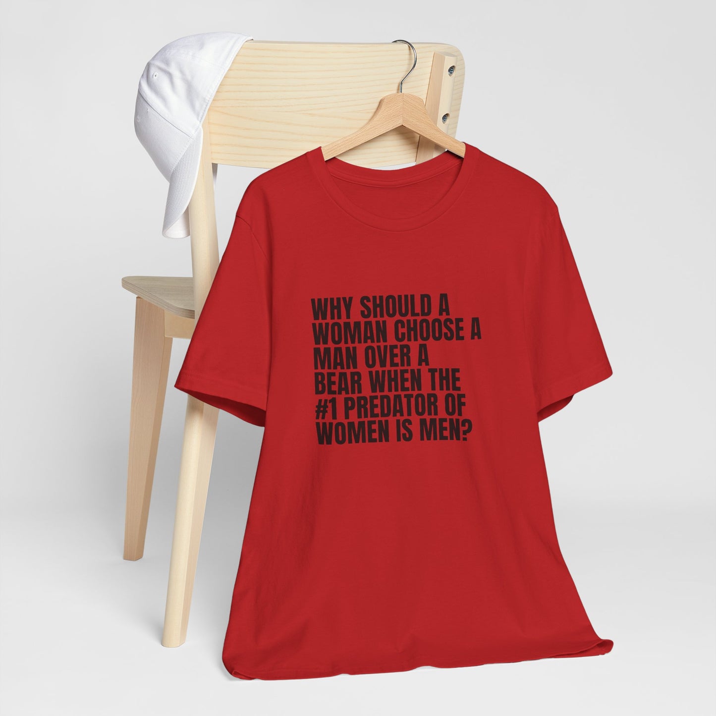Women's Man v. Bear Tee - Black Writing