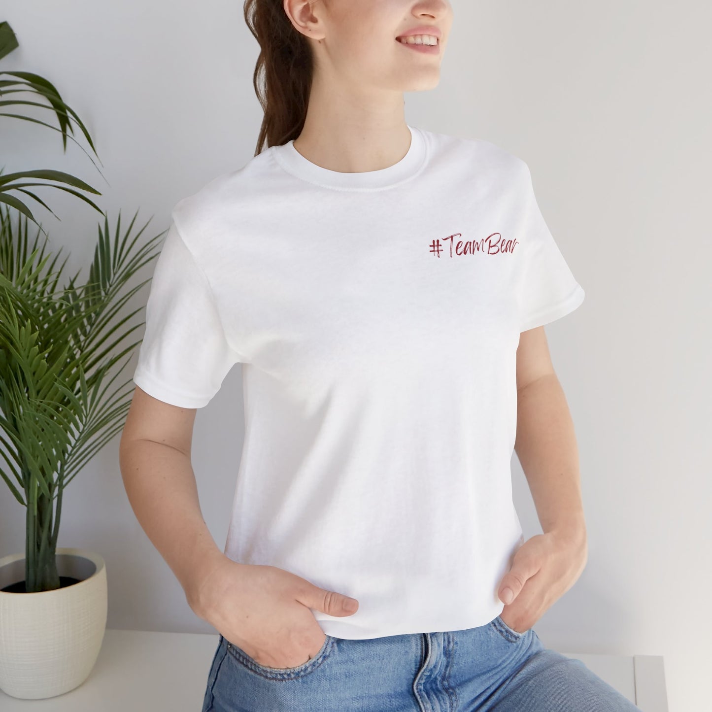 Women's Two-Sided Graphic "Team Bear" Tee - Red and White Graphics