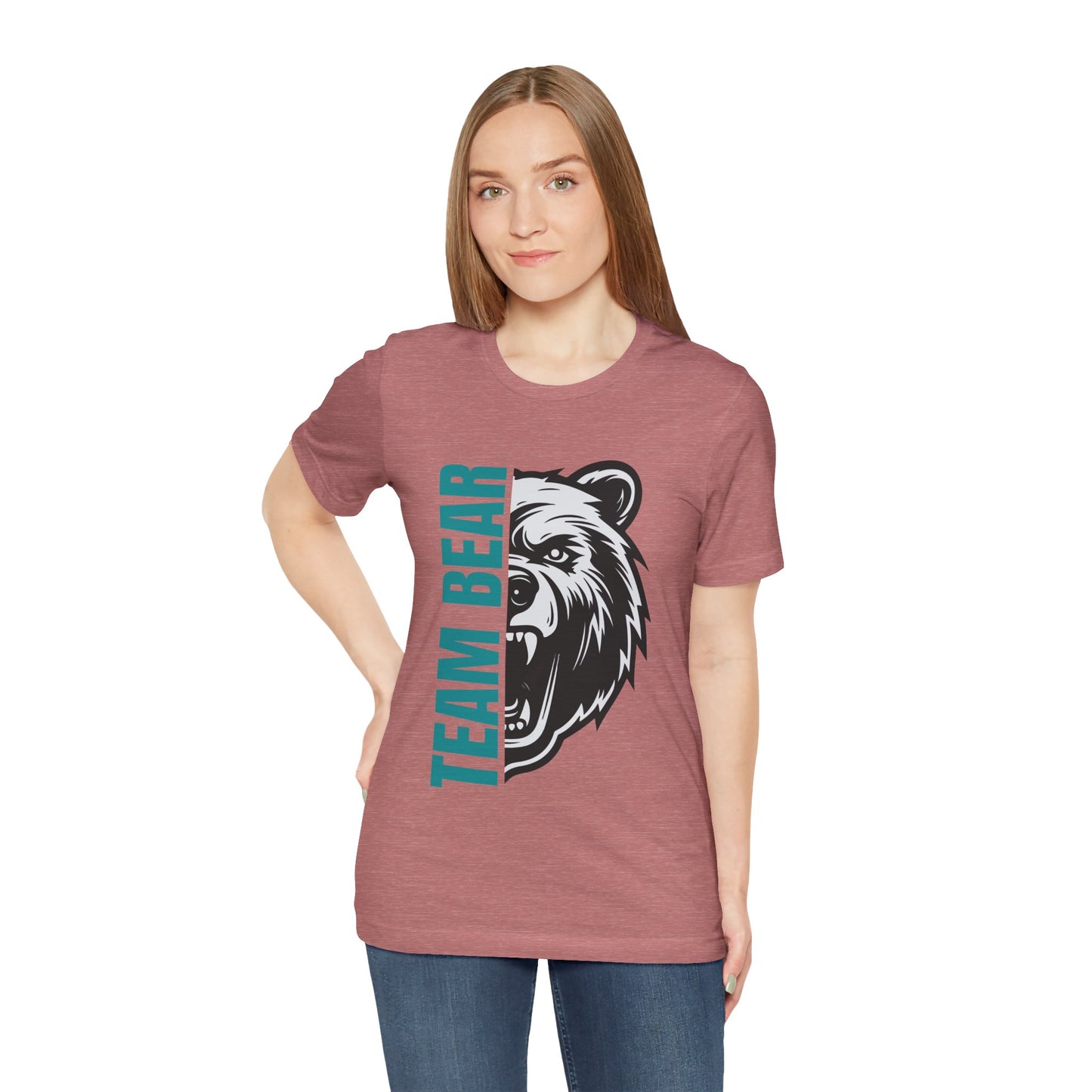 Women's "Team Bear" Tee - Teal Lettering
