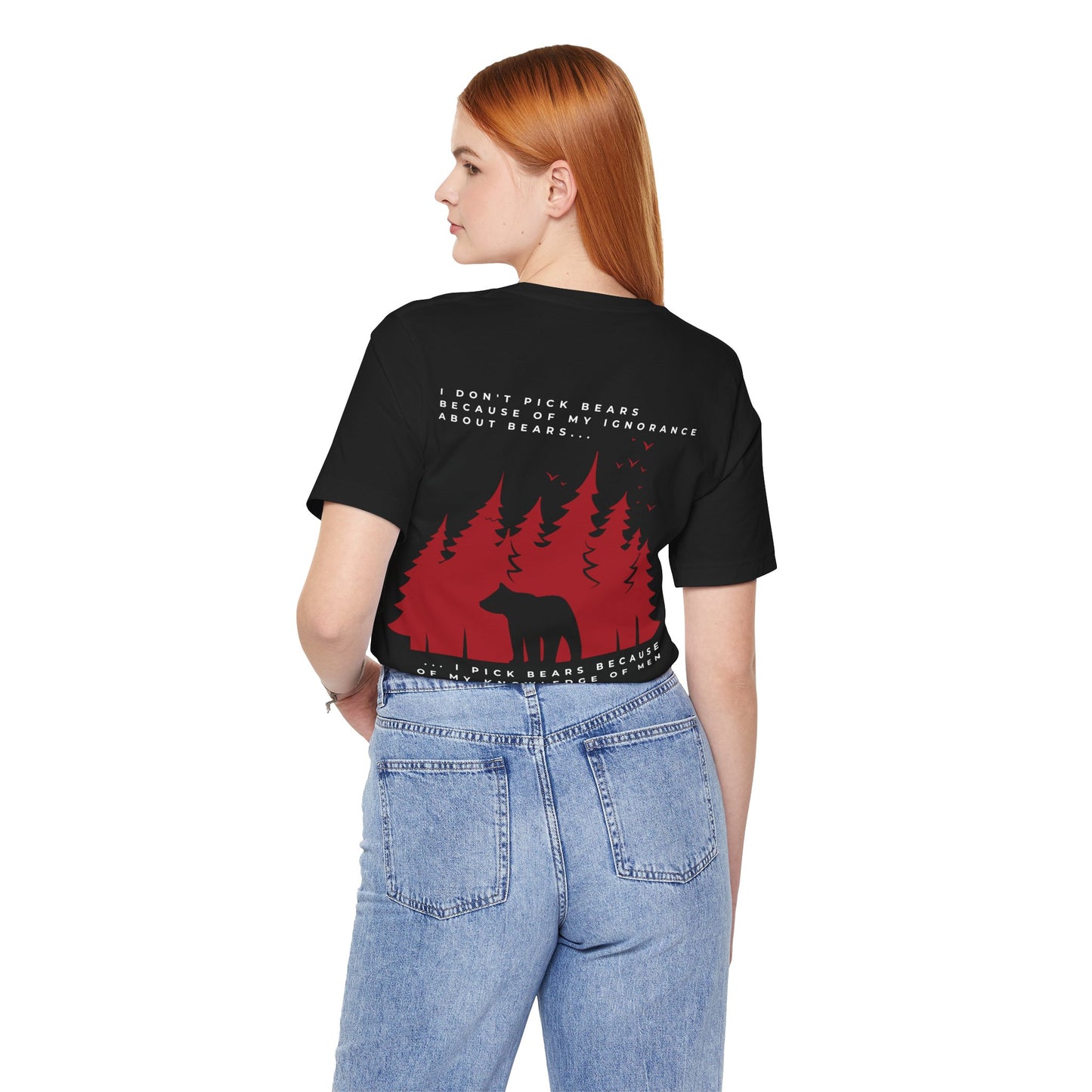 Women's Two-Sided Graphic "Team Bear" Tee - Red and White Graphics