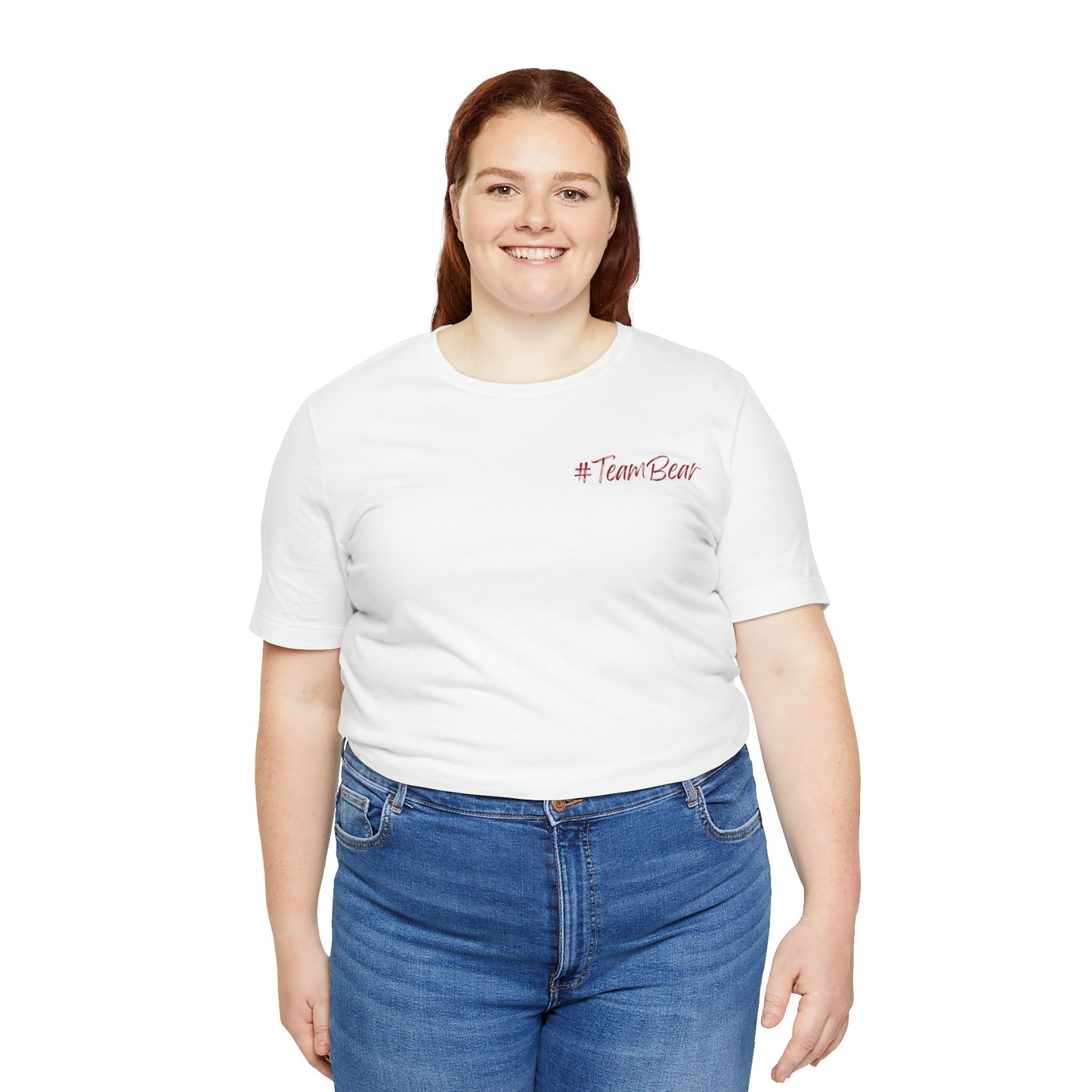 Women's Two-Sided Graphic "Team Bear" Tee - Red and White Graphics