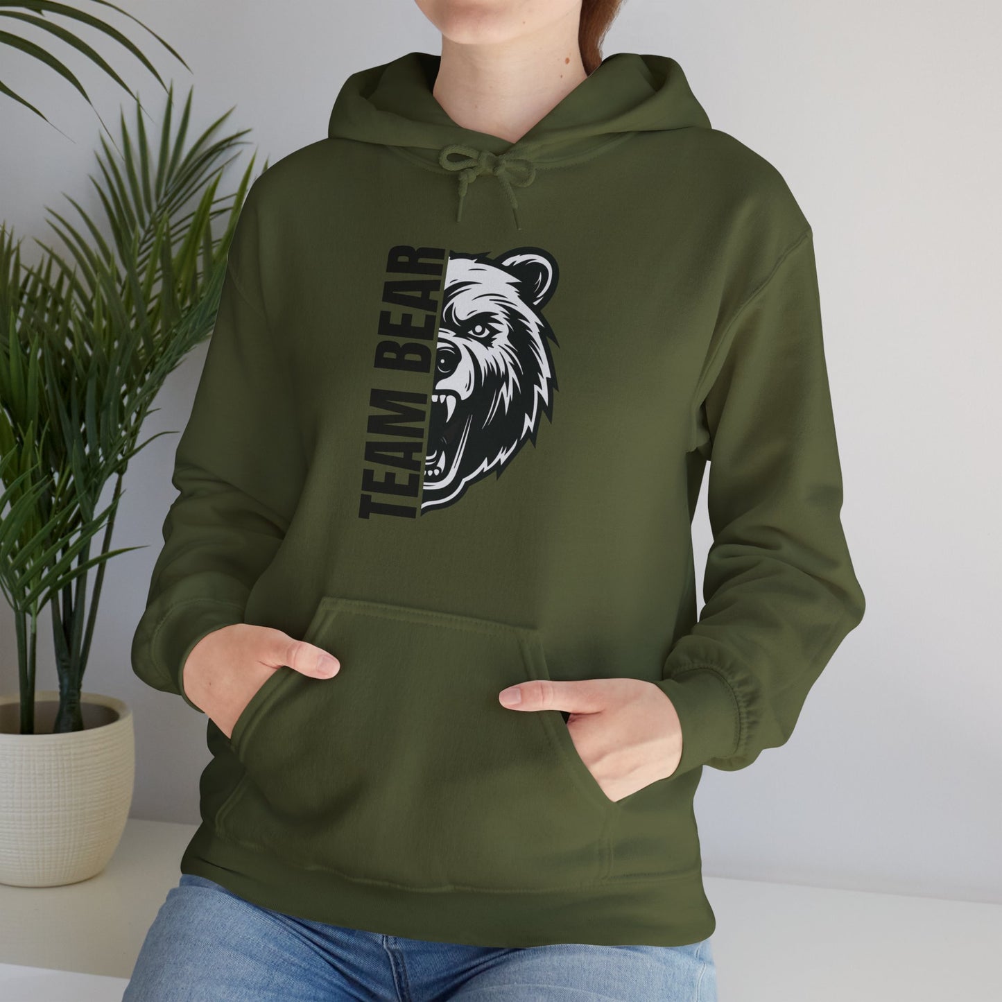 Women's "Team Bear" Hooded Sweatshirt - Black Lettering