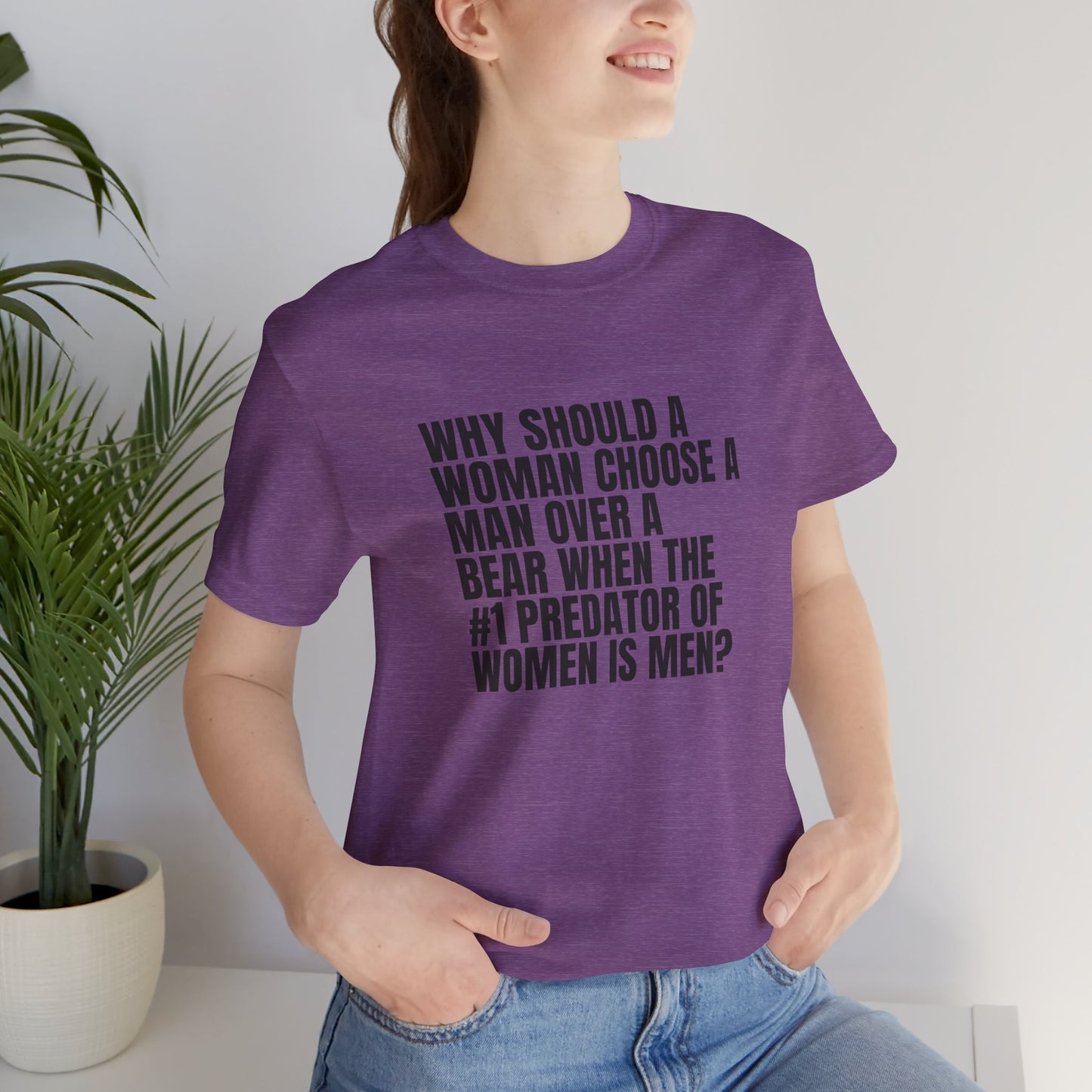 Women's Man v. Bear Tee - Black Writing