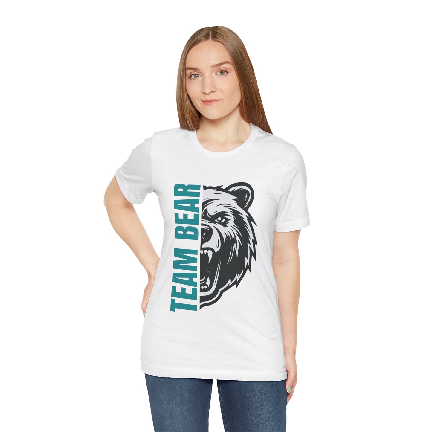 Women's "Team Bear" Tee - Teal Lettering