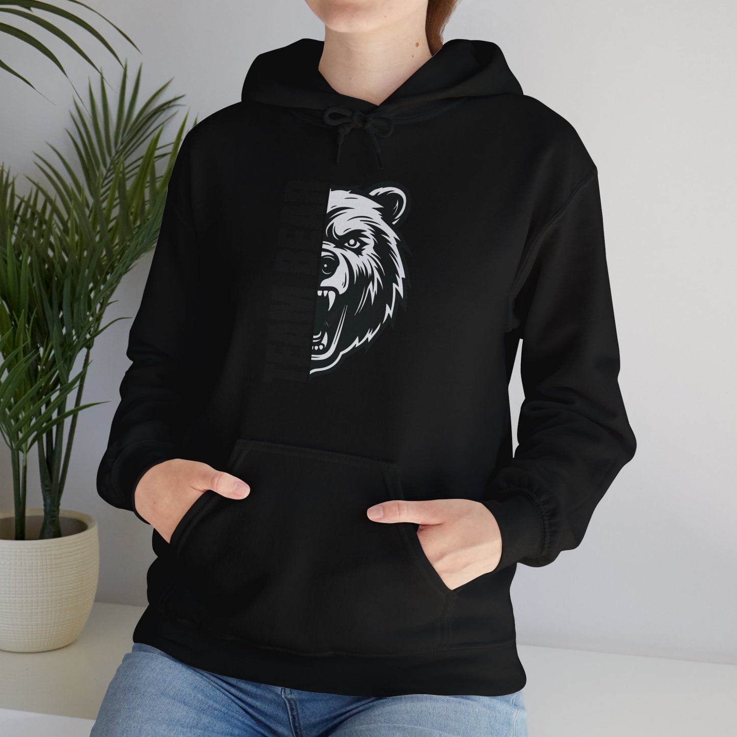Women's "Team Bear" Hooded Sweatshirt - Black Lettering