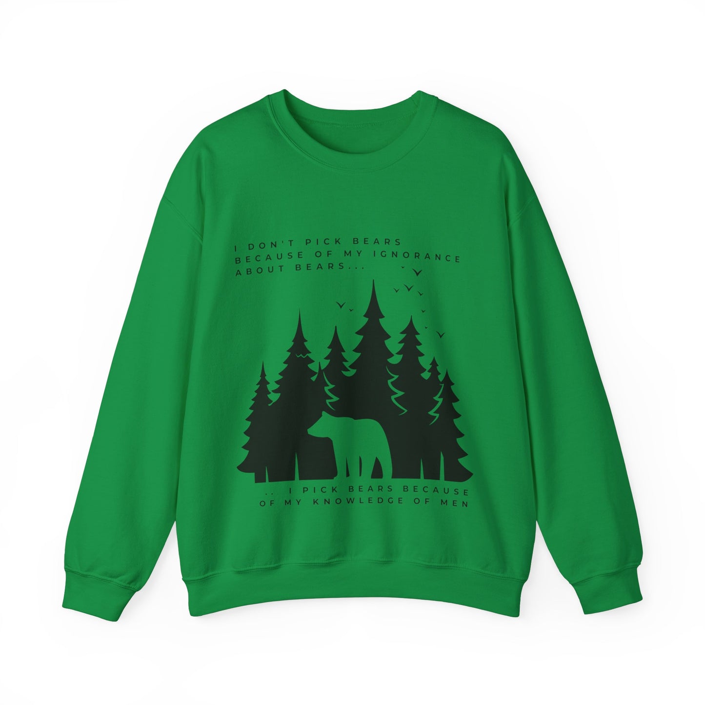 Women's Quoted "Team Bear" Crewneck Sweatshirt - Black Graphic