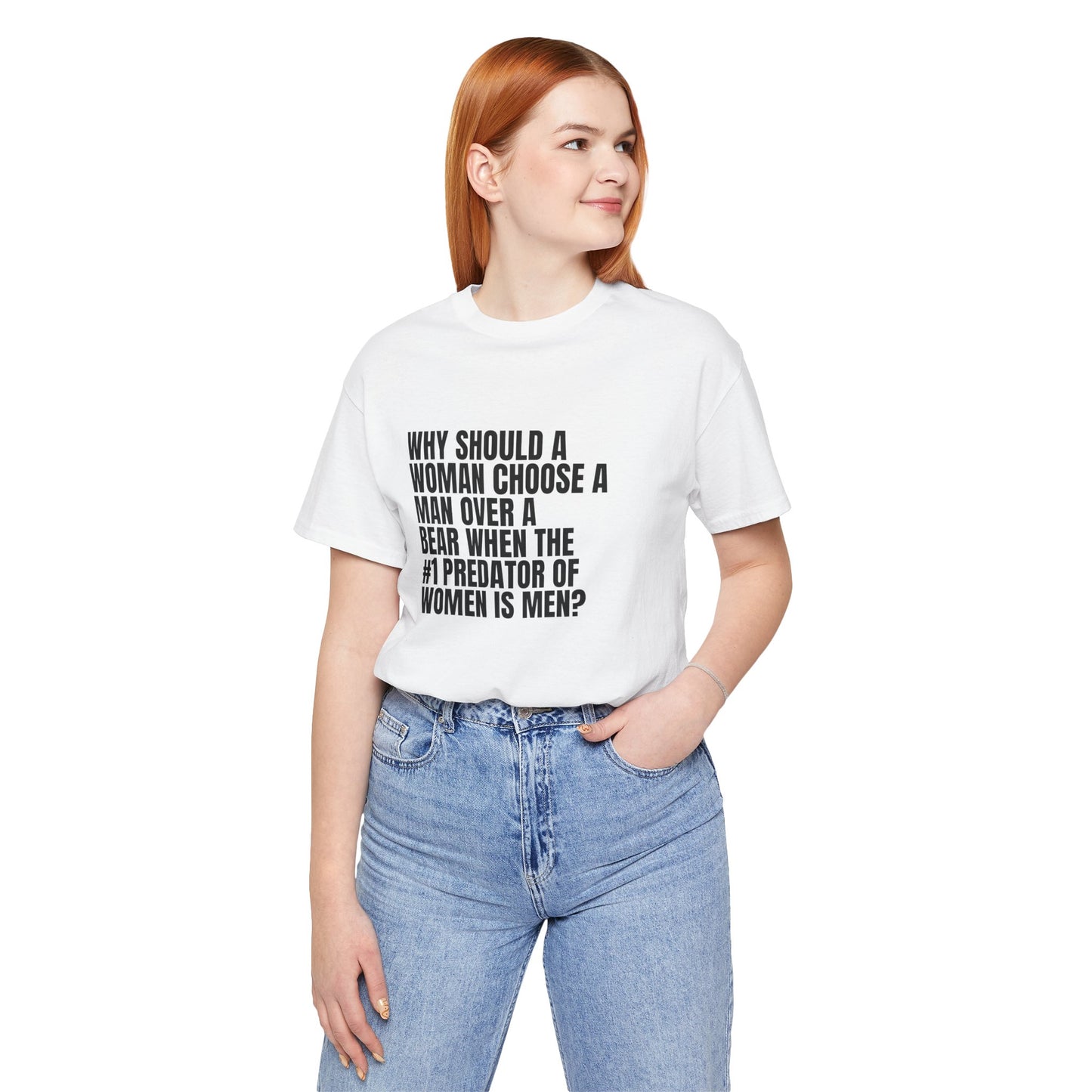 Women's Man v. Bear Tee - Black Writing