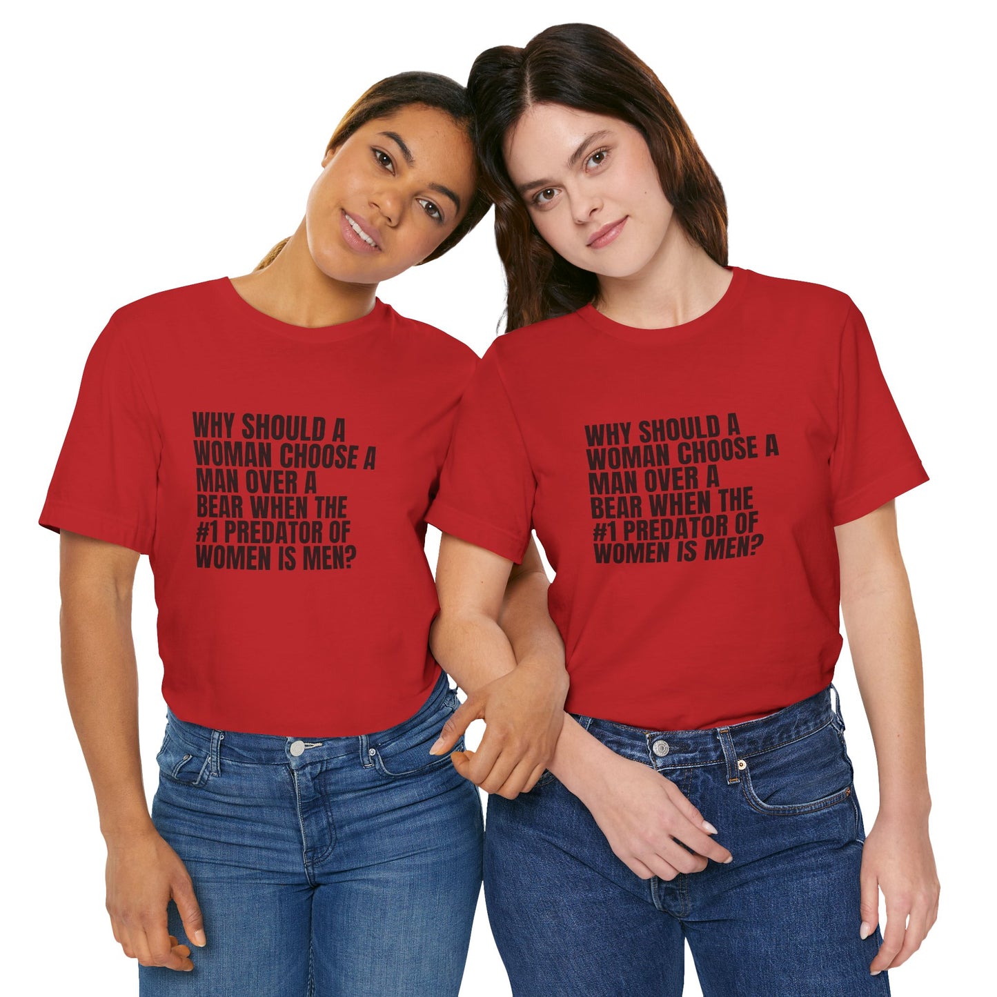 Women's Man v. Bear Tee - Black Writing