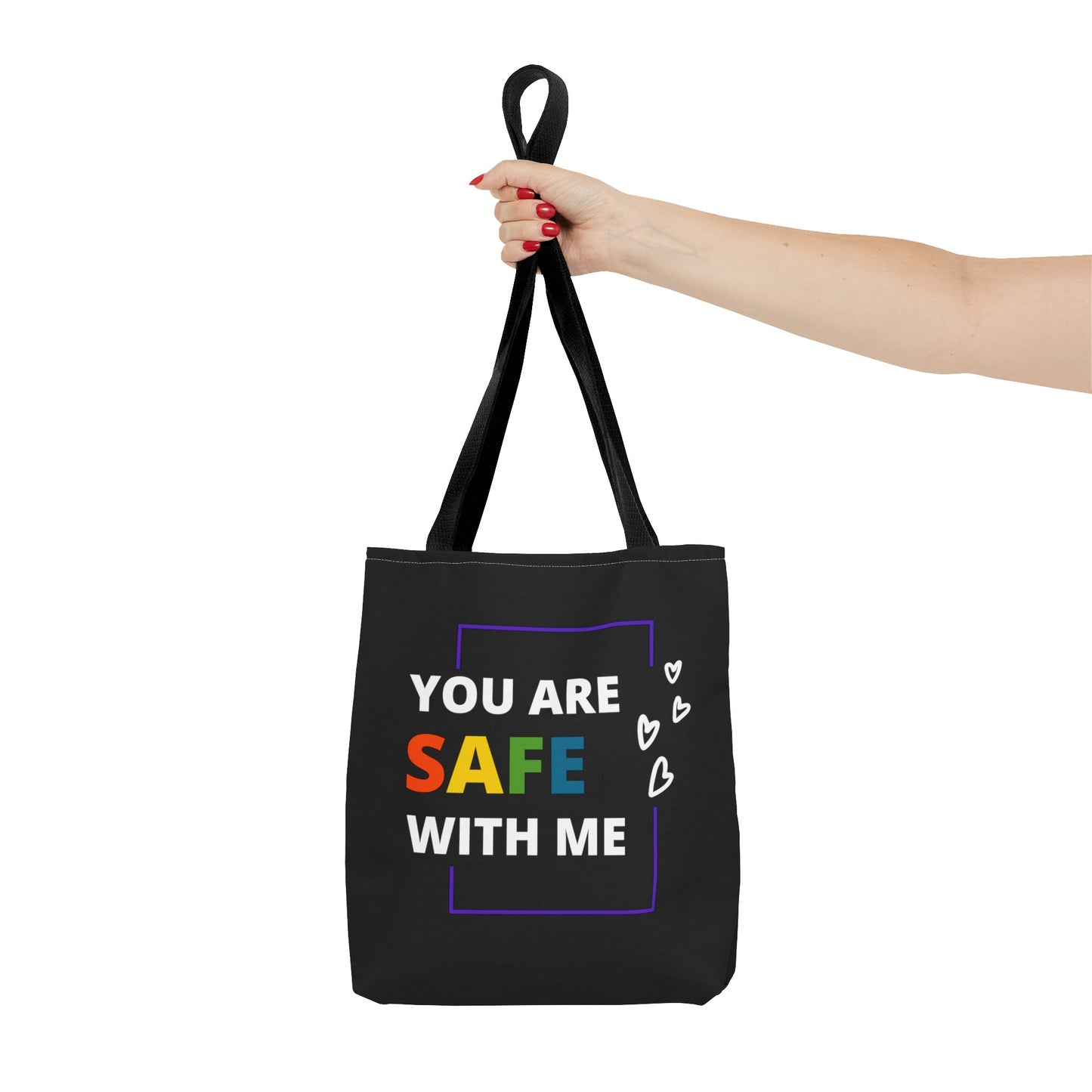 "You Are Safe With Me" Tote Bag (AOP)
