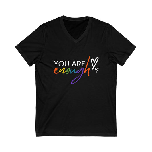 "You Are Enough" Short Sleeve V-Neck Tee