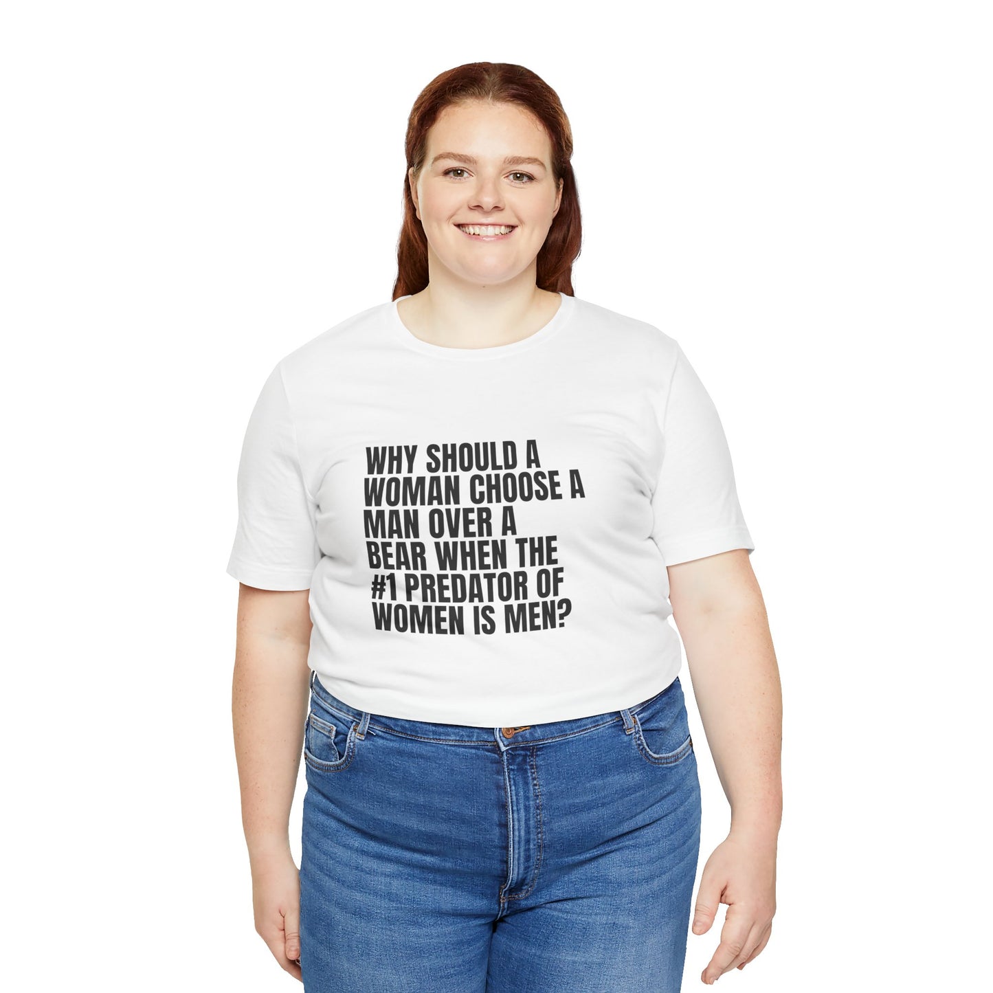 Women's Man v. Bear Tee - Black Writing