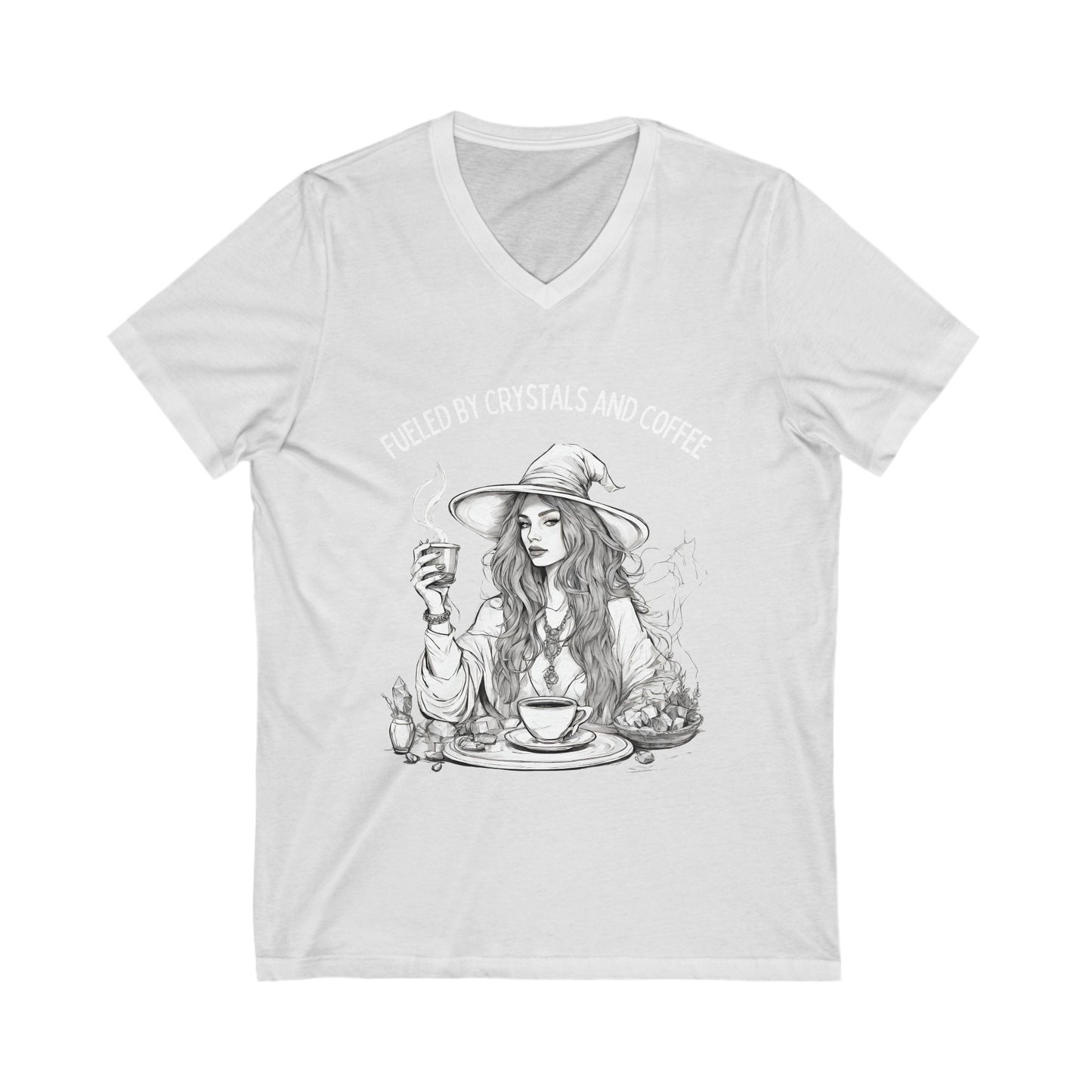 Fueled by Crystals and Coffee V-Neck Tee