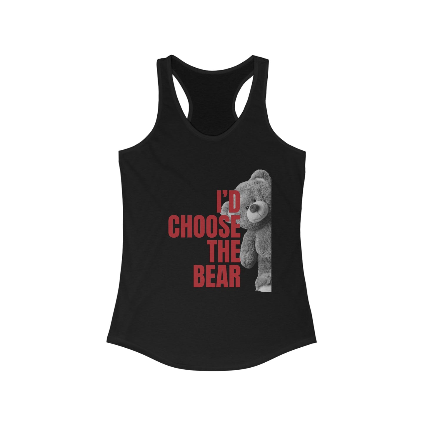 Women's Teddy Bear Racerback Tank - Red Writing