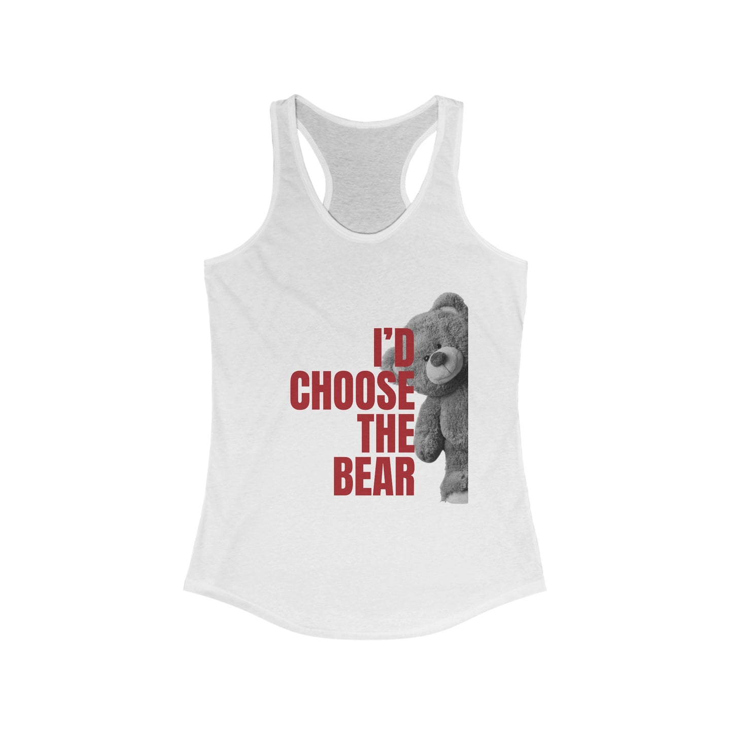 Women's Teddy Bear Racerback Tank - Red Writing