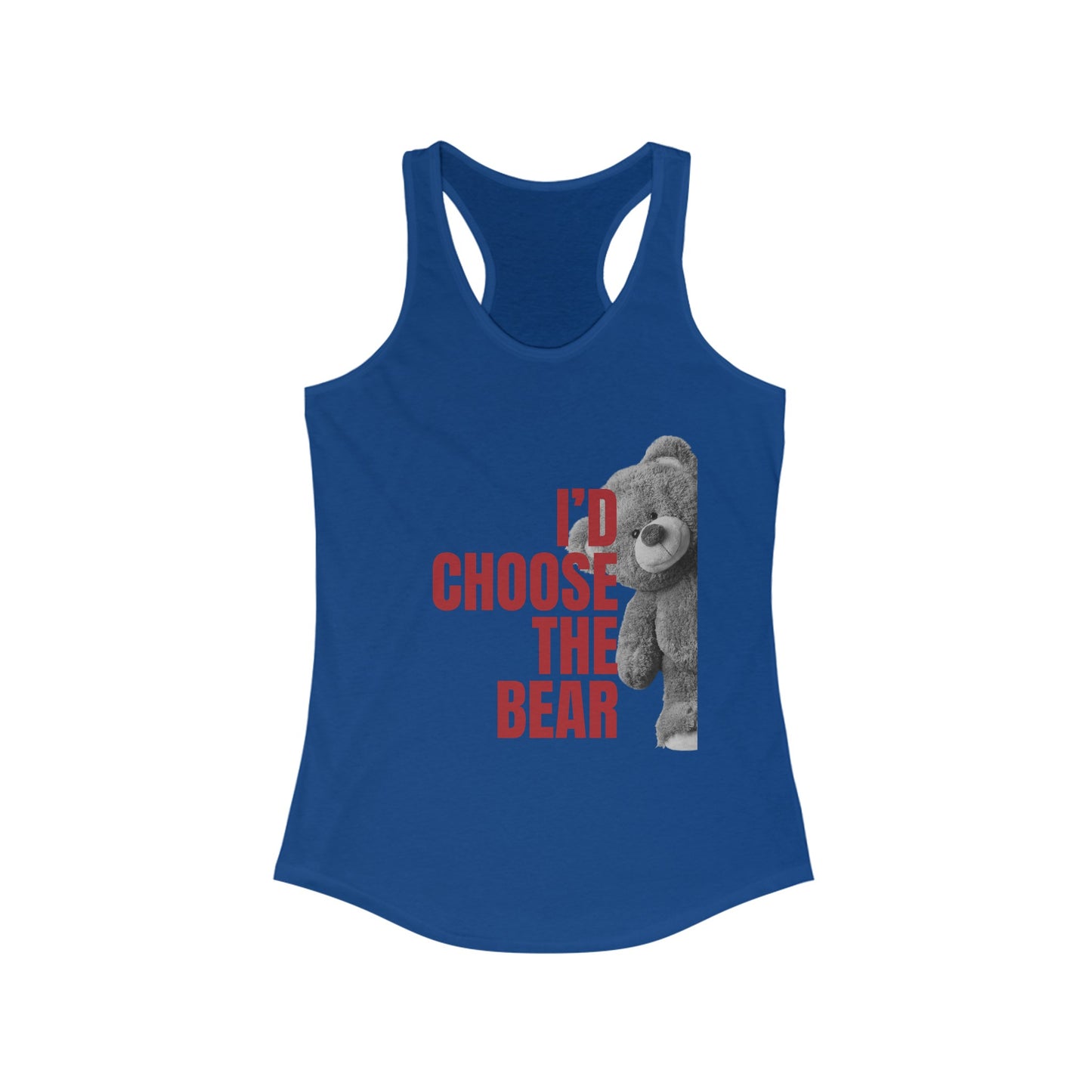 Women's Teddy Bear Racerback Tank - Red Writing