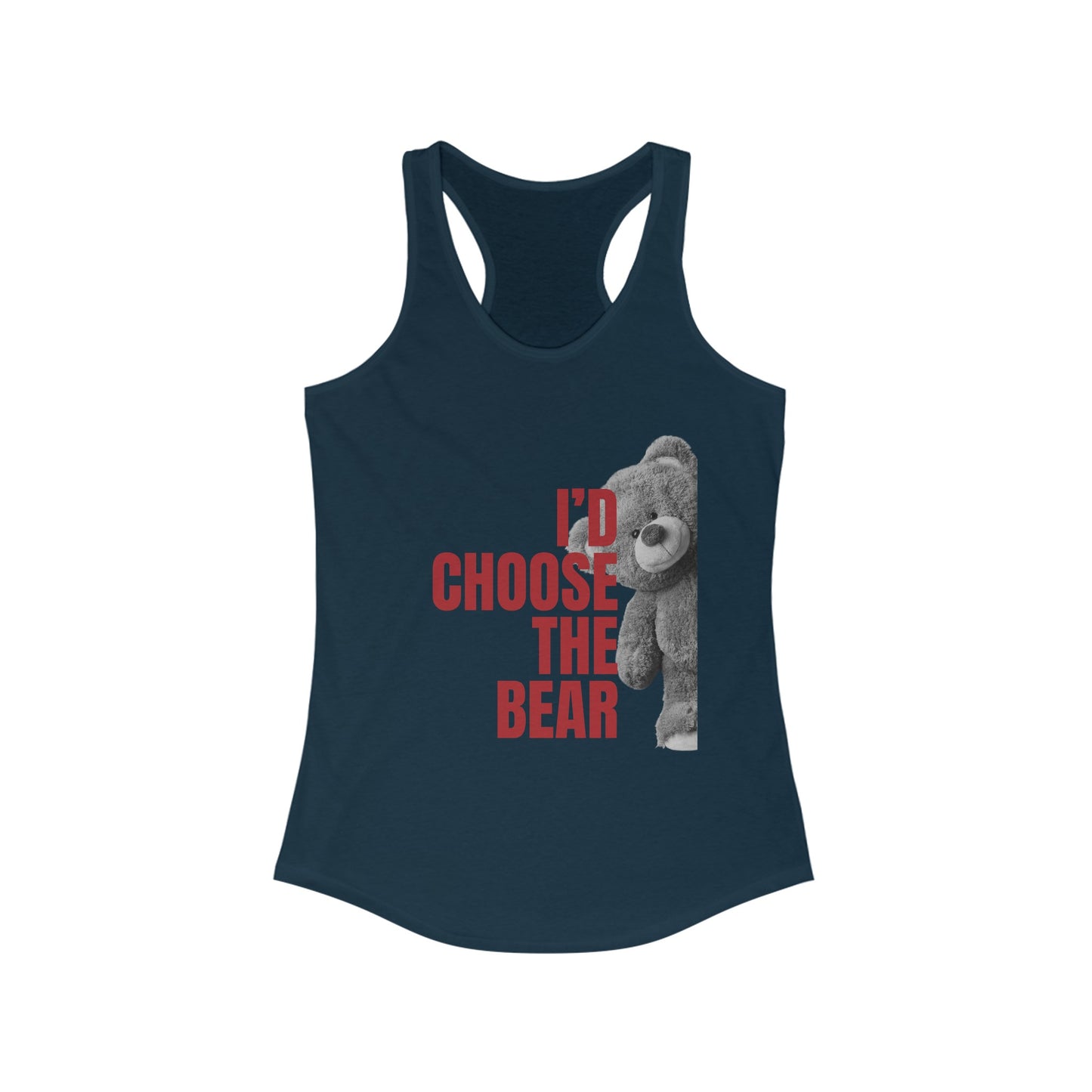 Women's Teddy Bear Racerback Tank - Red Writing