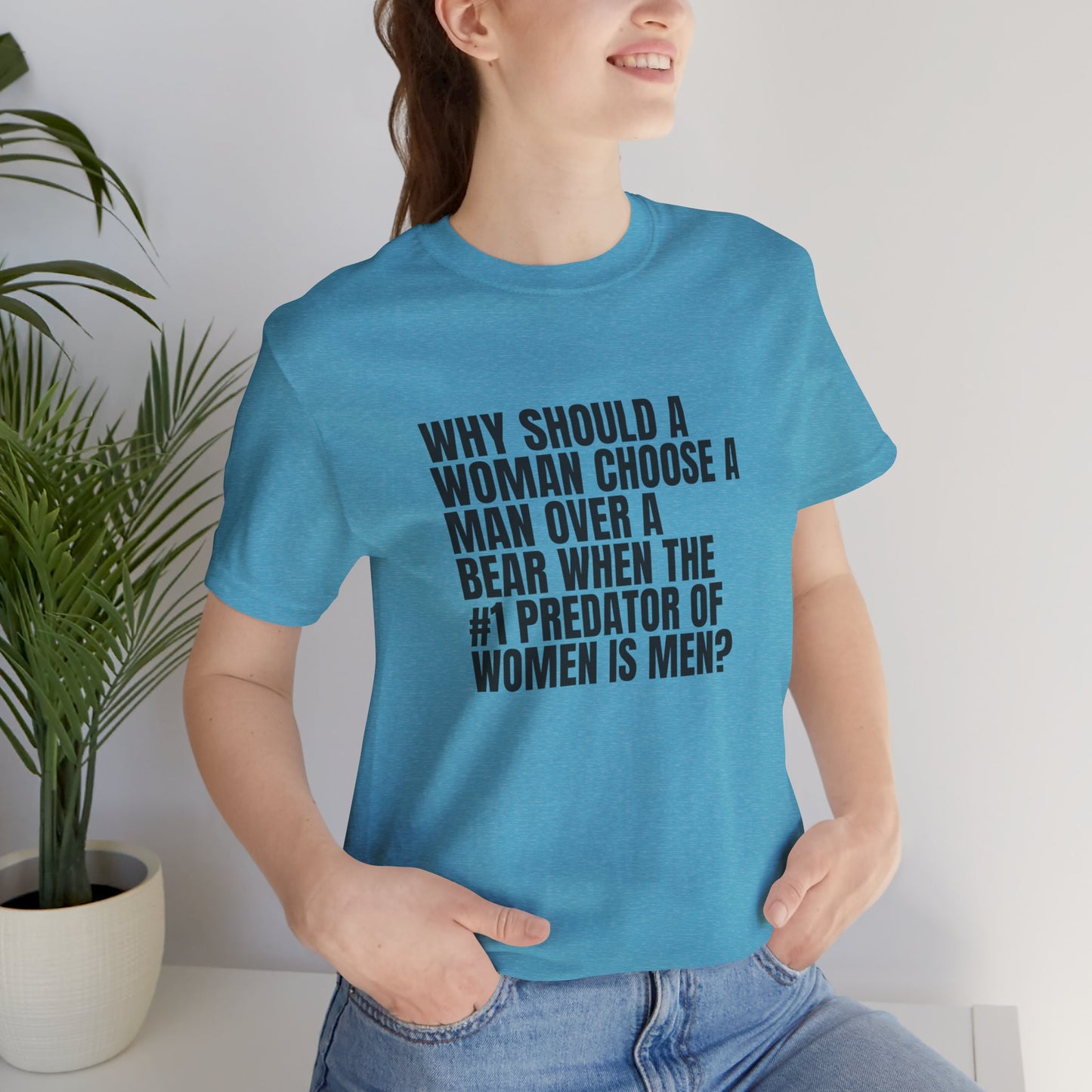 Women's Man v. Bear Tee - Black Writing